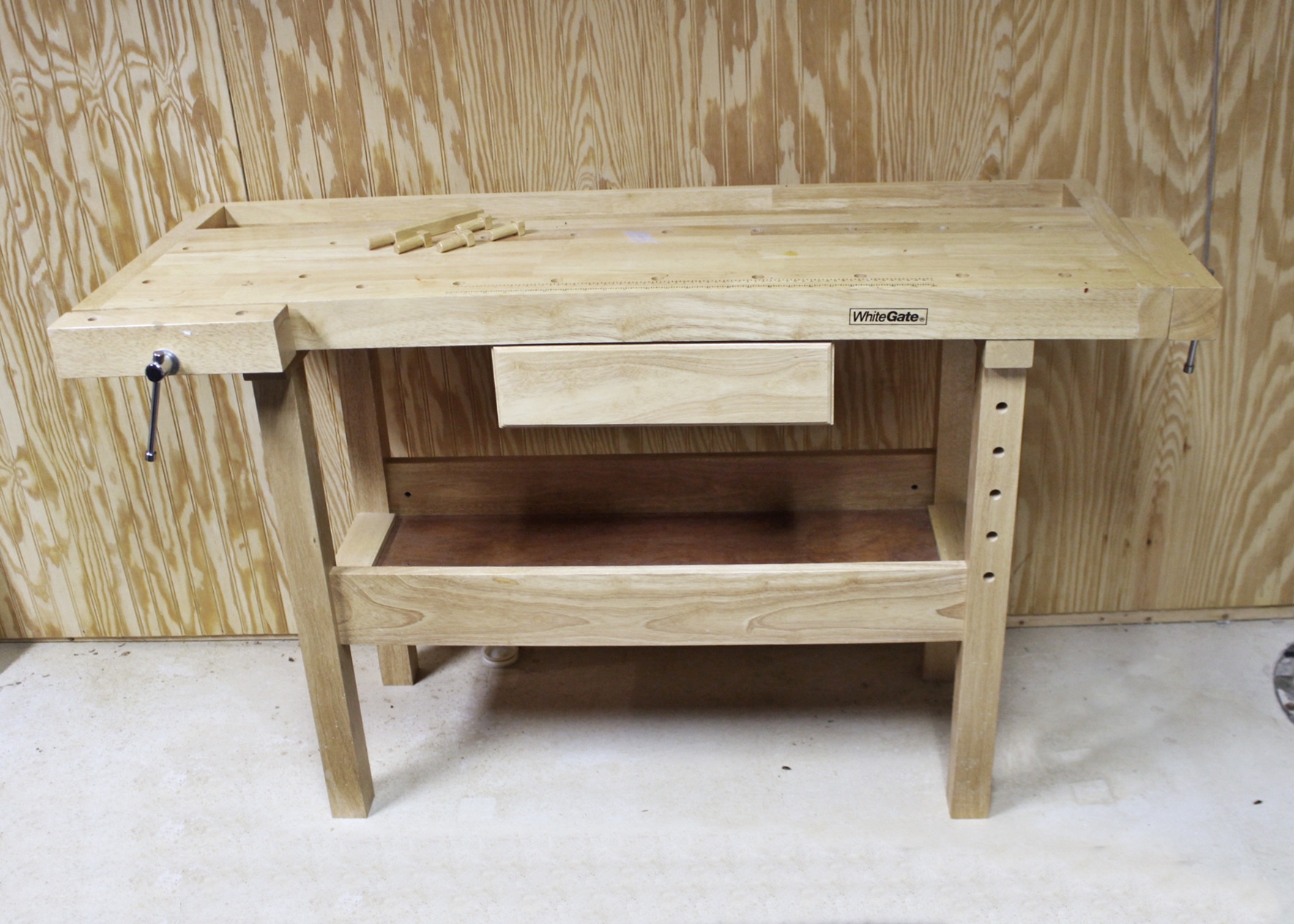 White Gate Oak Work Bench w/ Two Vises