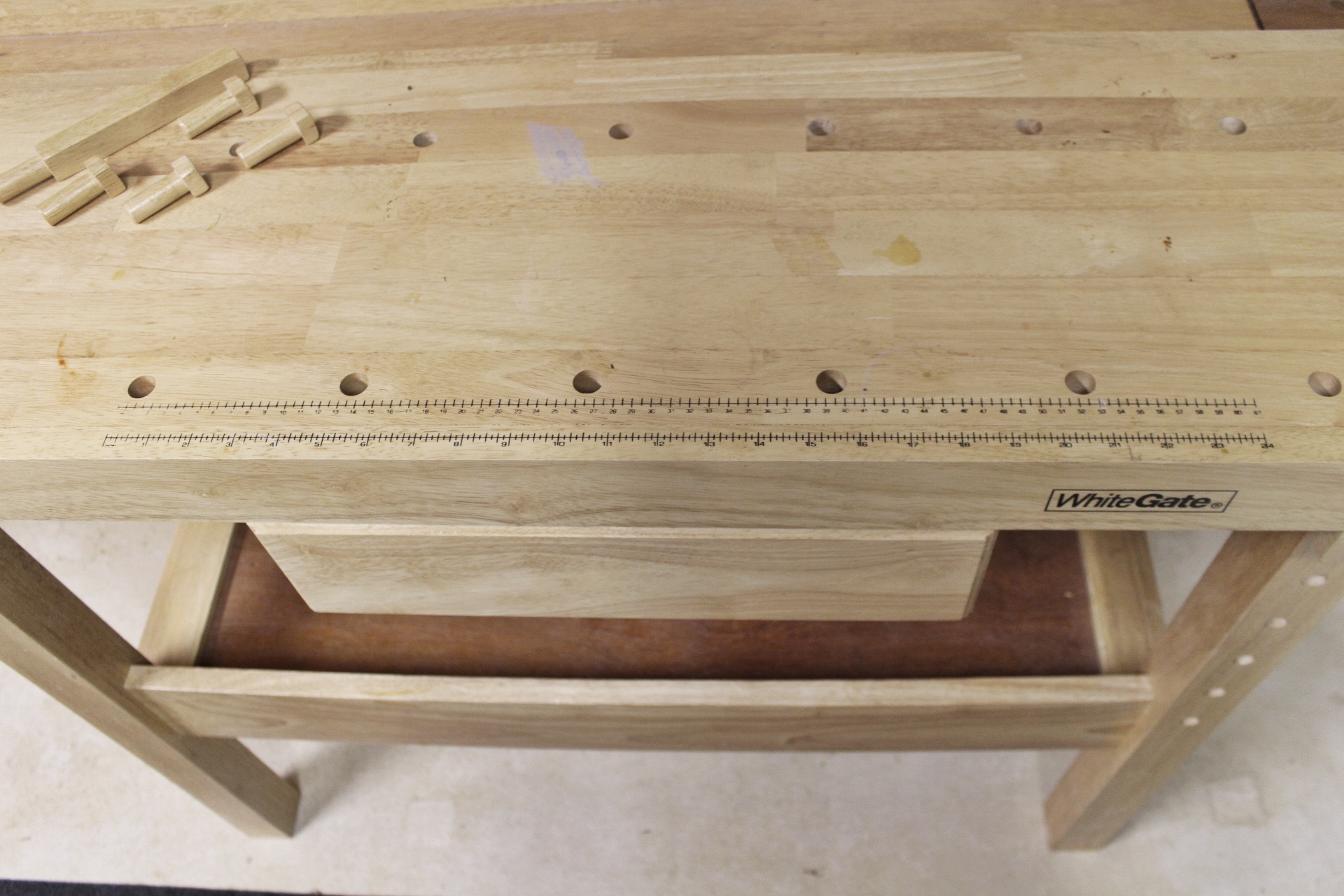 White Gate Oak Work Bench w/ Two Vises