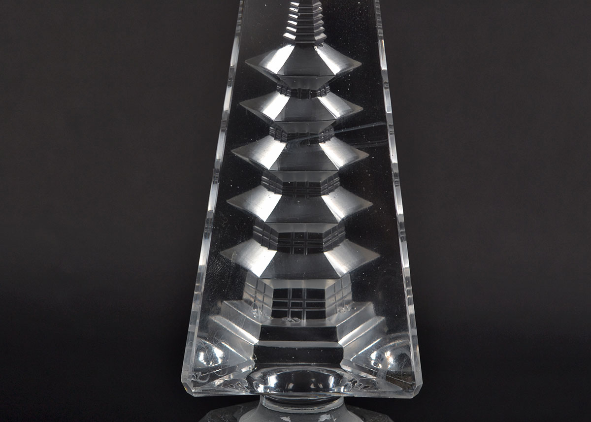 Pair of Lead Crystal Perfume Bottles with Japanese Pagoda Insets