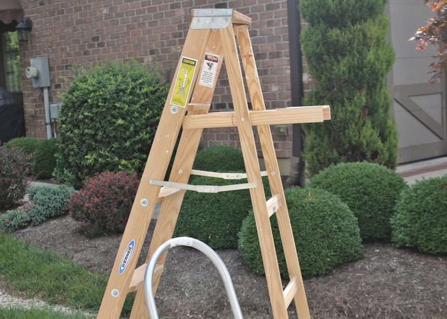 Werner 6Ft. Wood Step Ladder and Aluminum Step Ladder