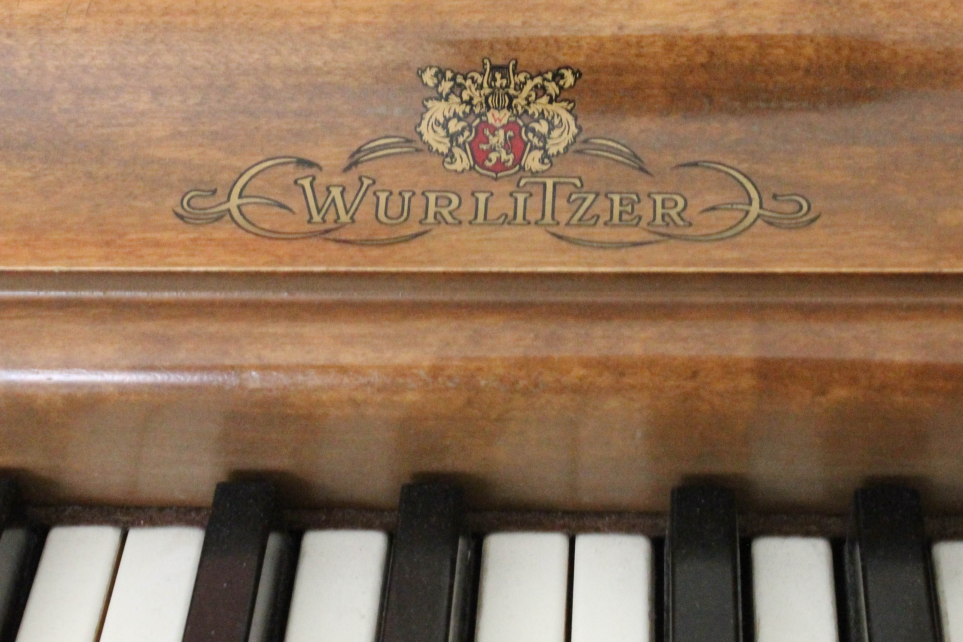 Vintage Oak Wurlitzer Upright Piano