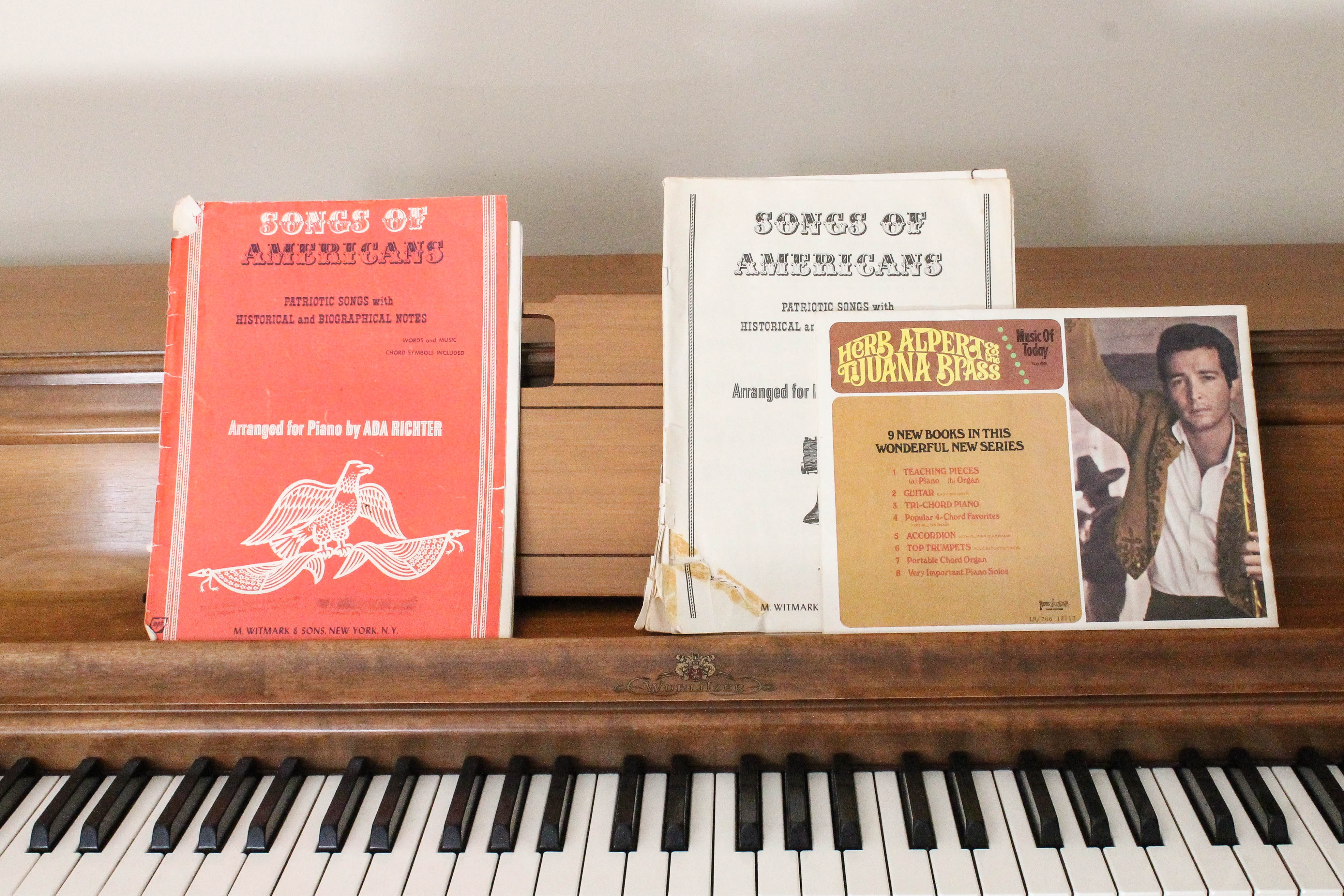 Vintage Oak Wurlitzer Upright Piano