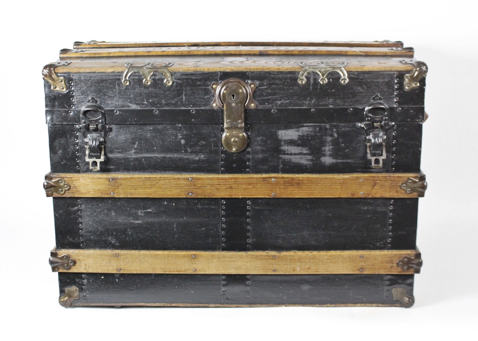 Antique Flat Top Steamer Trunk
