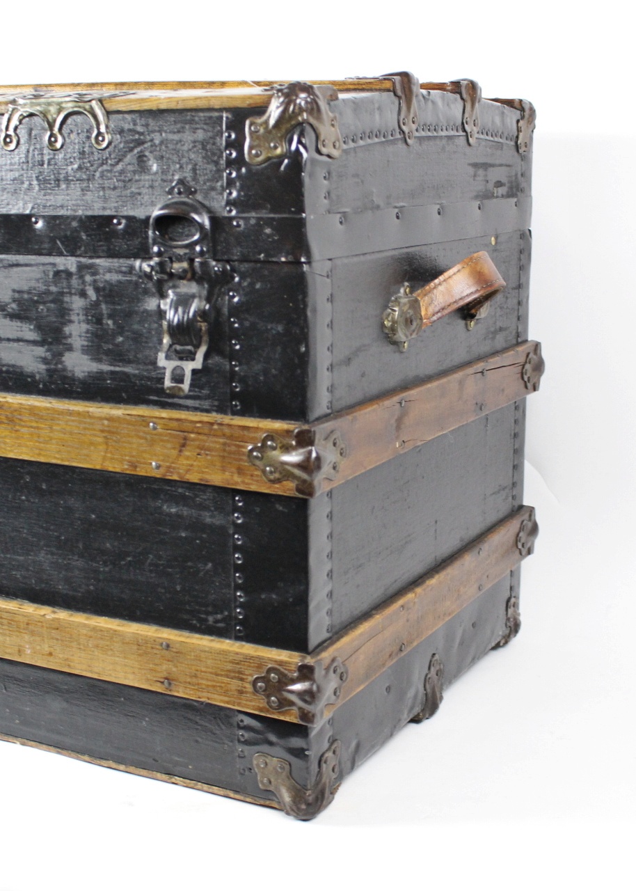 Antique Flat Top Steamer Trunk