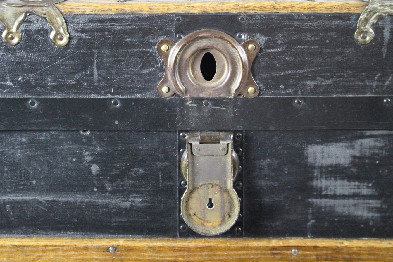 Antique Flat Top Steamer Trunk