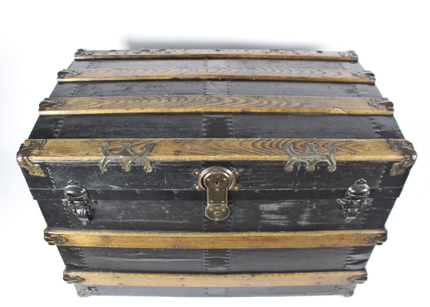 Antique Flat Top Steamer Trunk