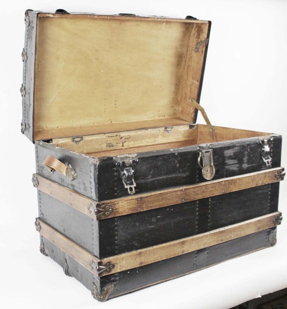 Antique Flat Top Steamer Trunk