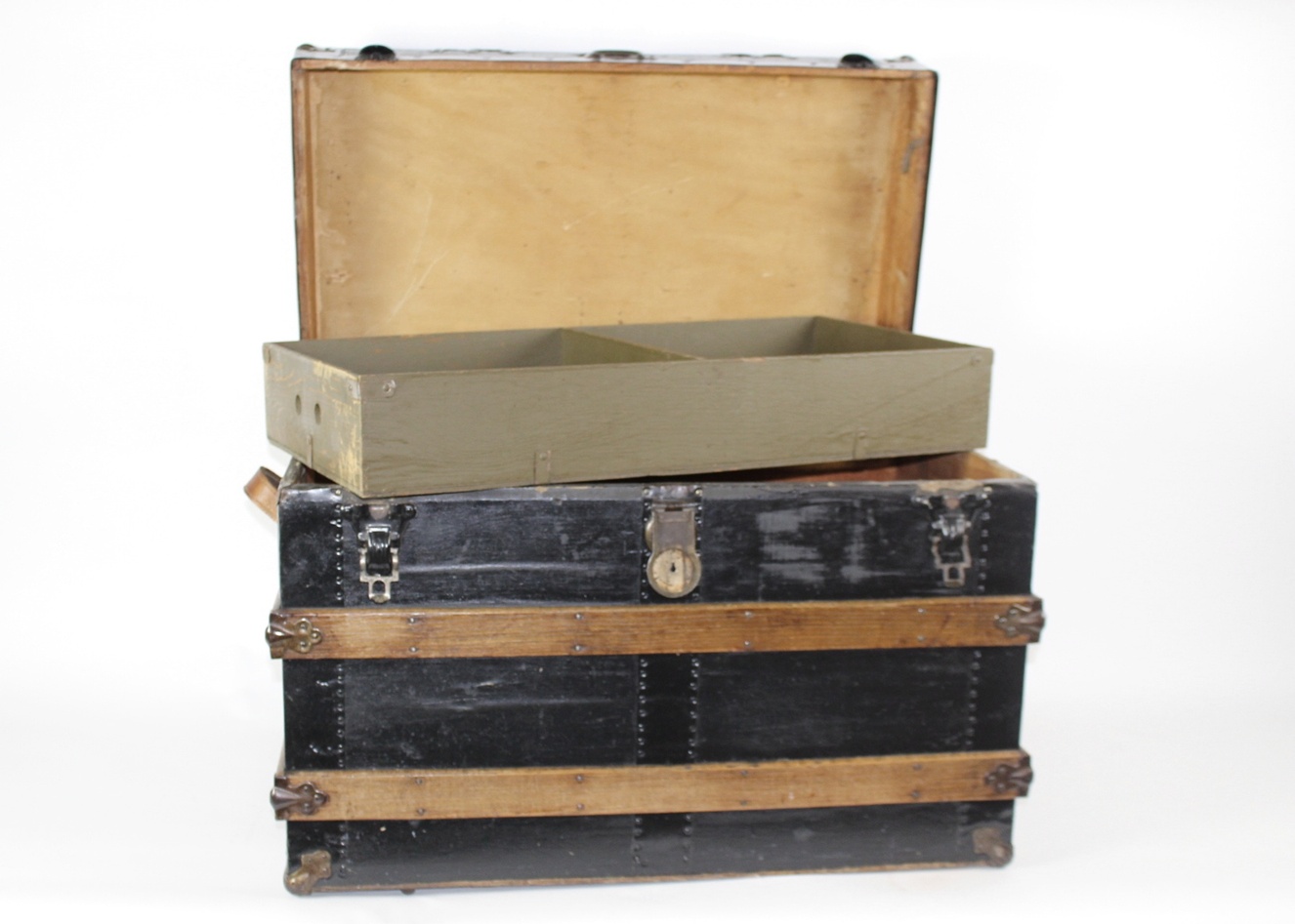 Antique Flat Top Steamer Trunk