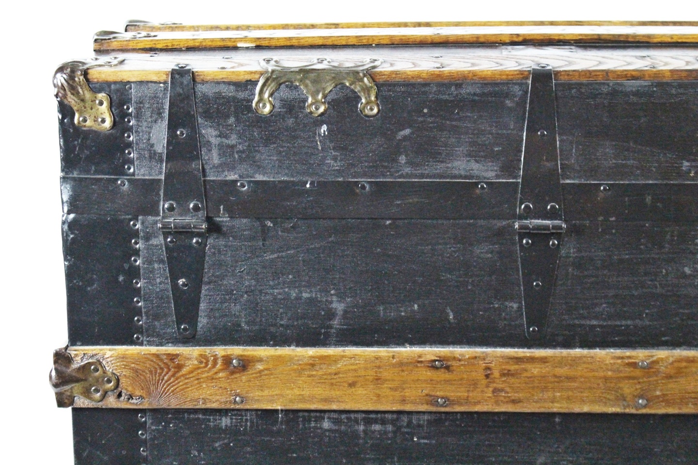 Antique Flat Top Steamer Trunk