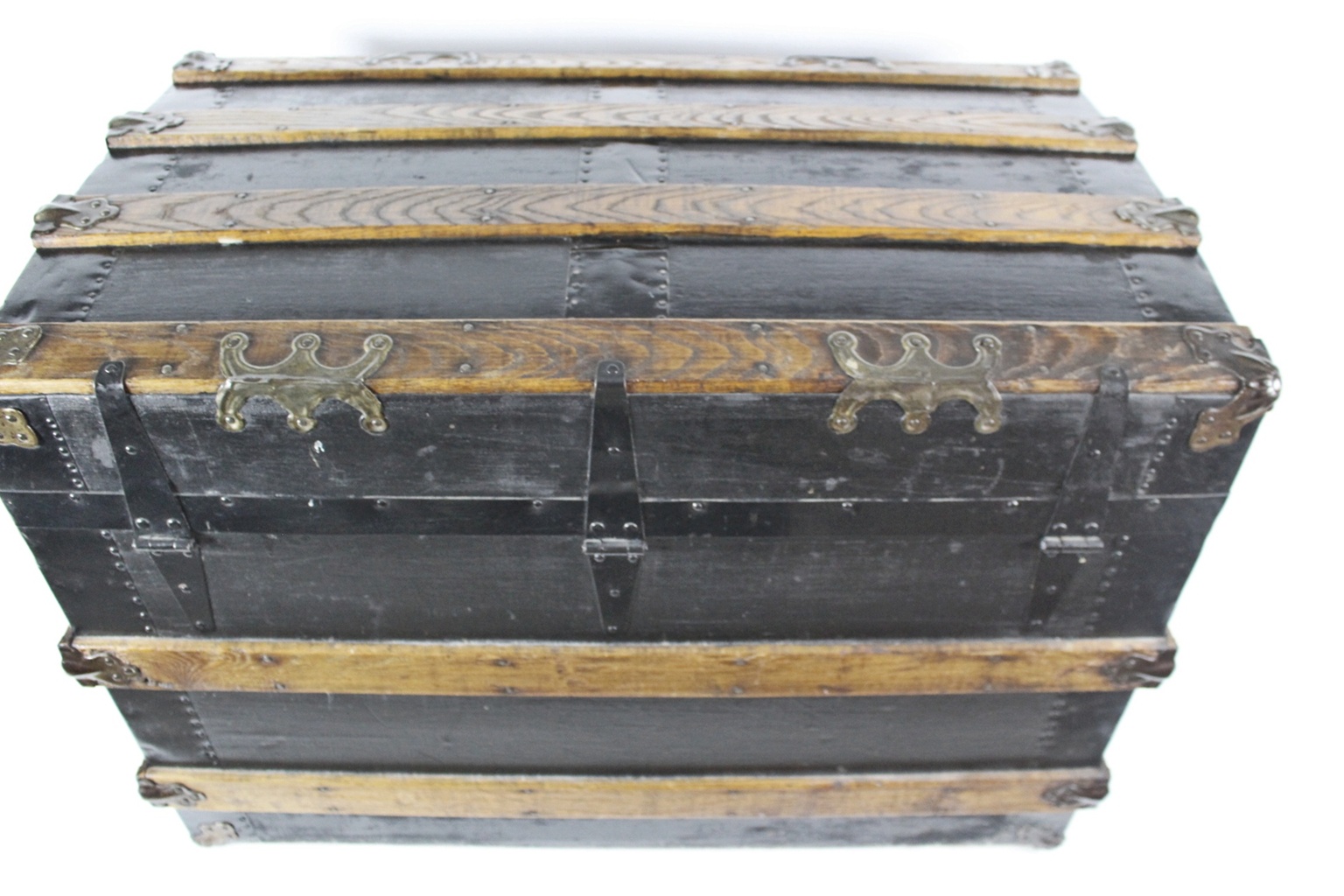 Antique Flat Top Steamer Trunk