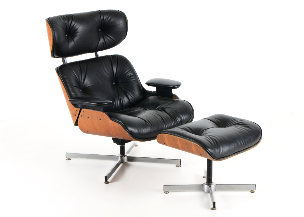 Selig Manufacturing Co. Eames Style Chair and Ottoman