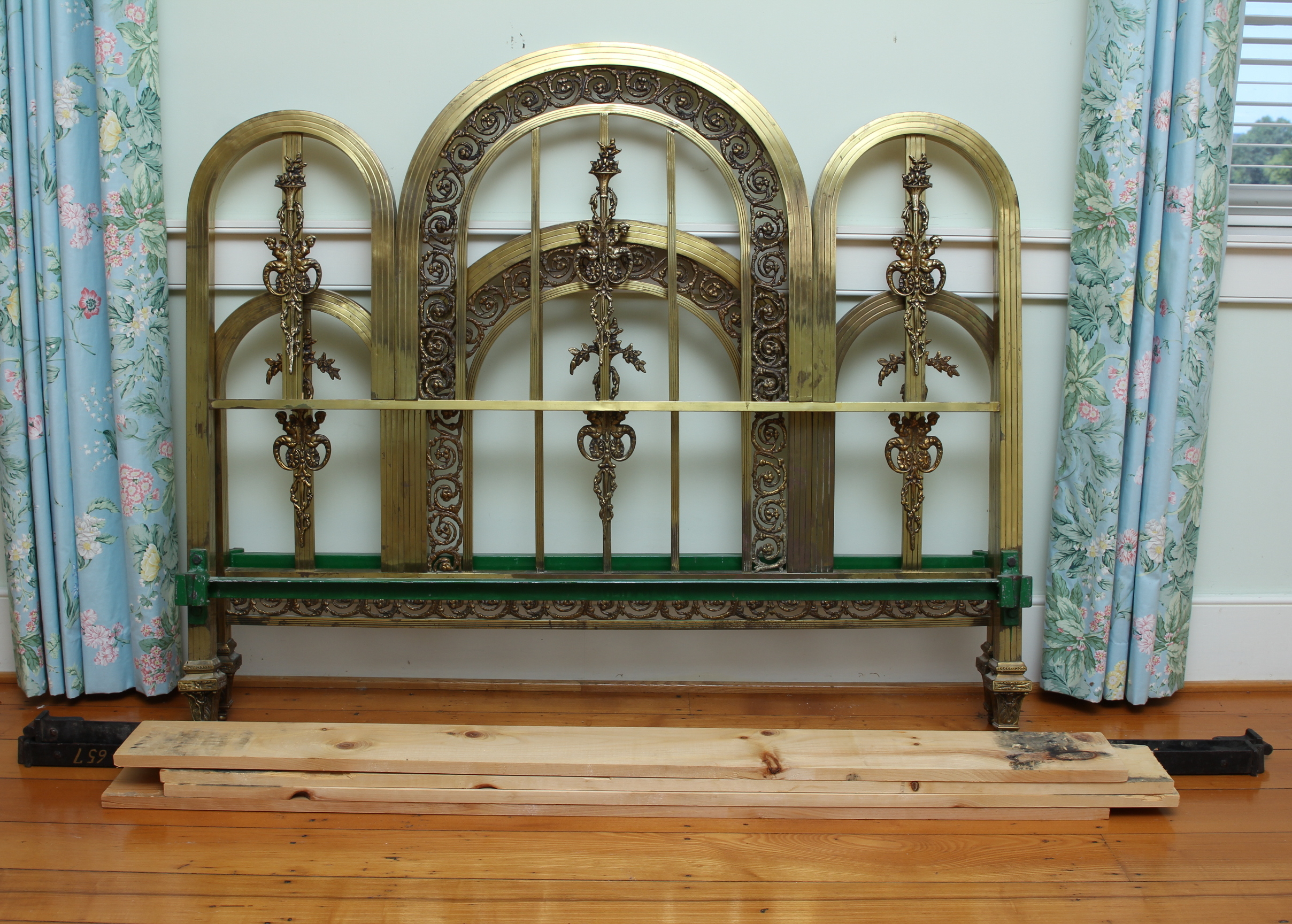 Full Size Art Deco Style Brass Bed Frame