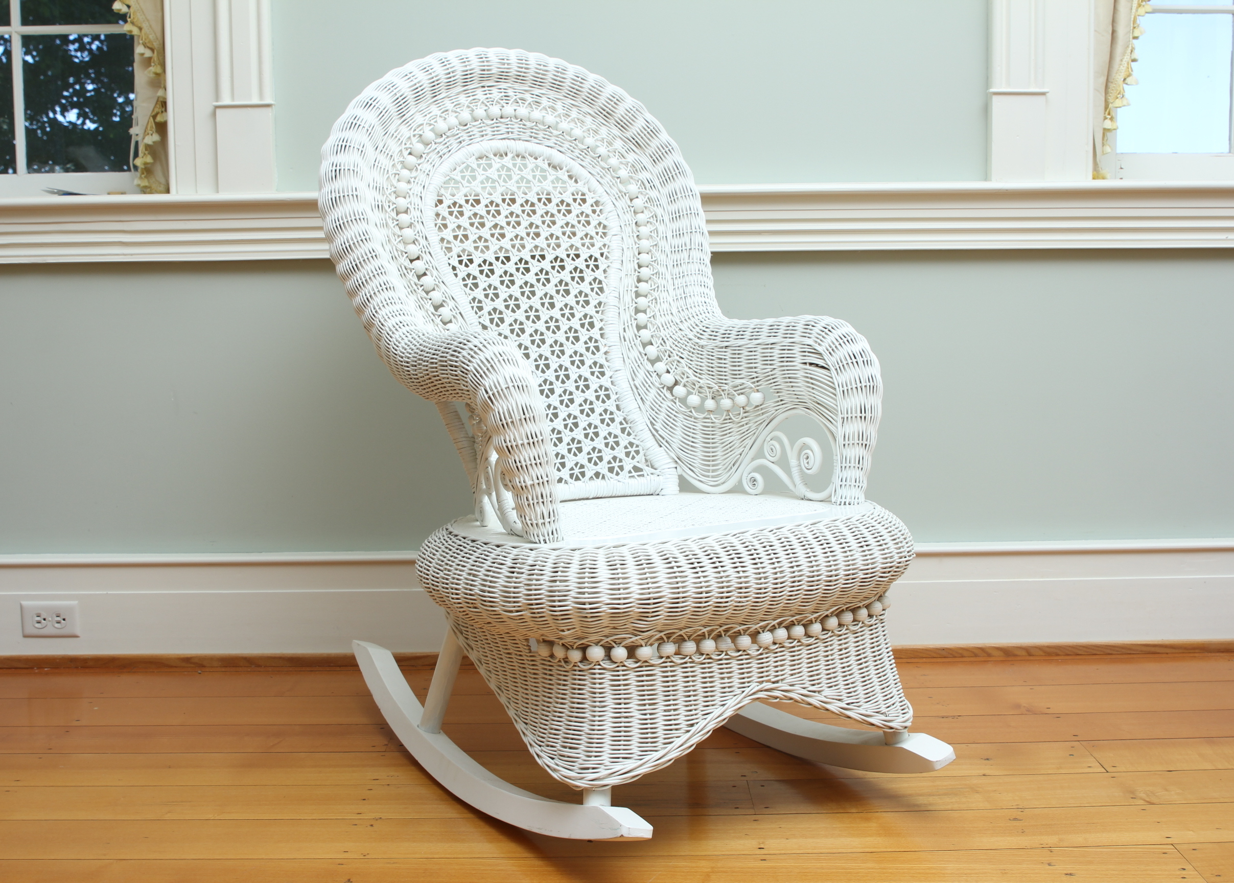 Antique Style White Wicker Rocker