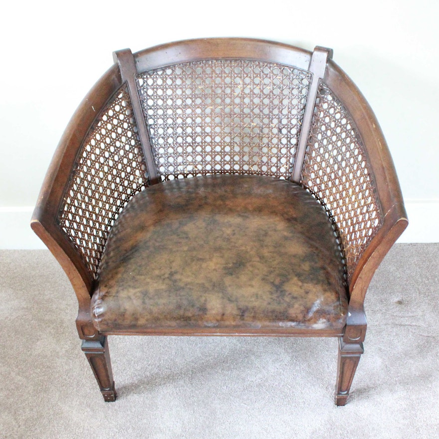 Vintage Cane Back Barrel Chair