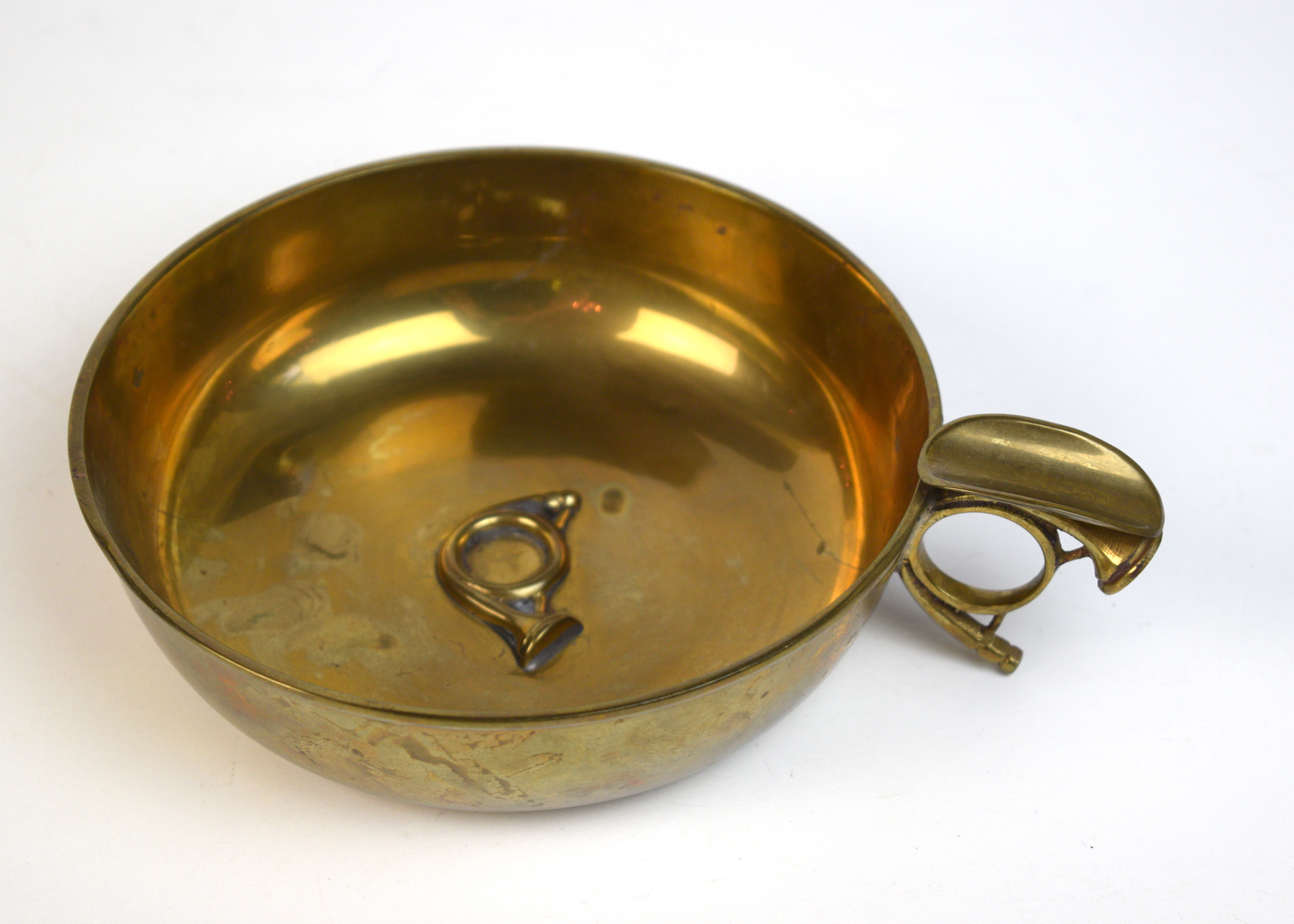 Mottahedeh Fox Hunting Horn Brass Ashtray