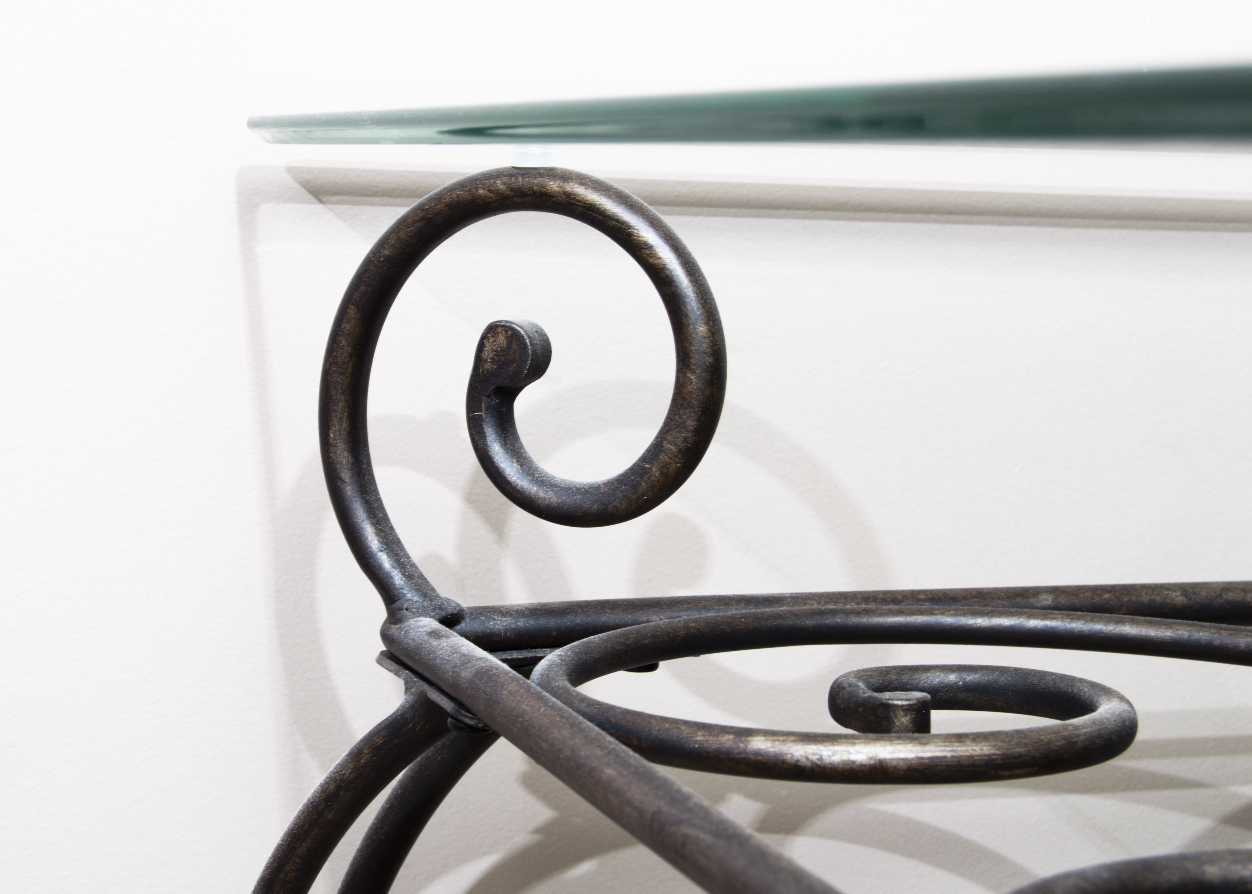 Wrought Iron Glass Top End Table