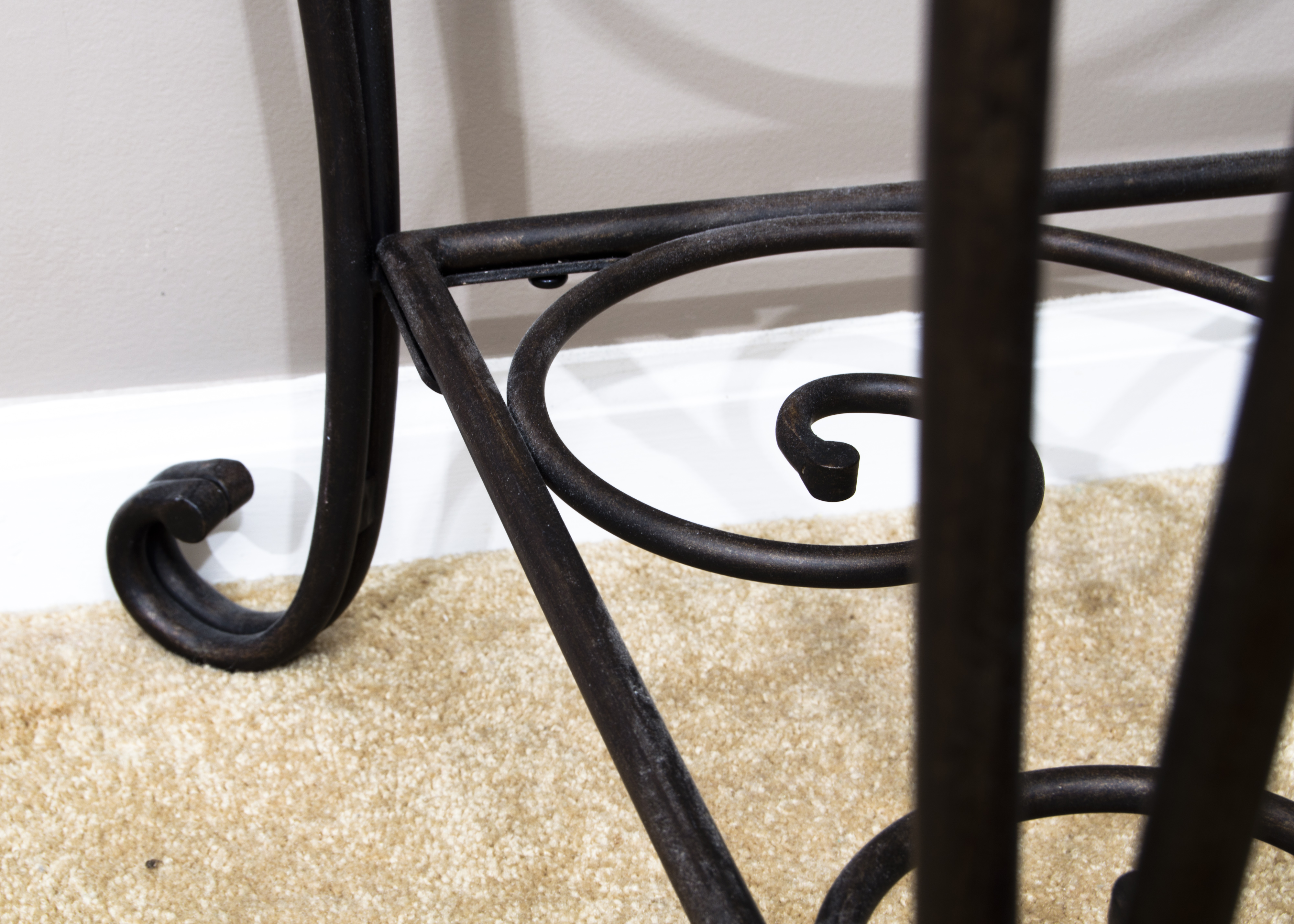Wrought Iron Glass Top End Table