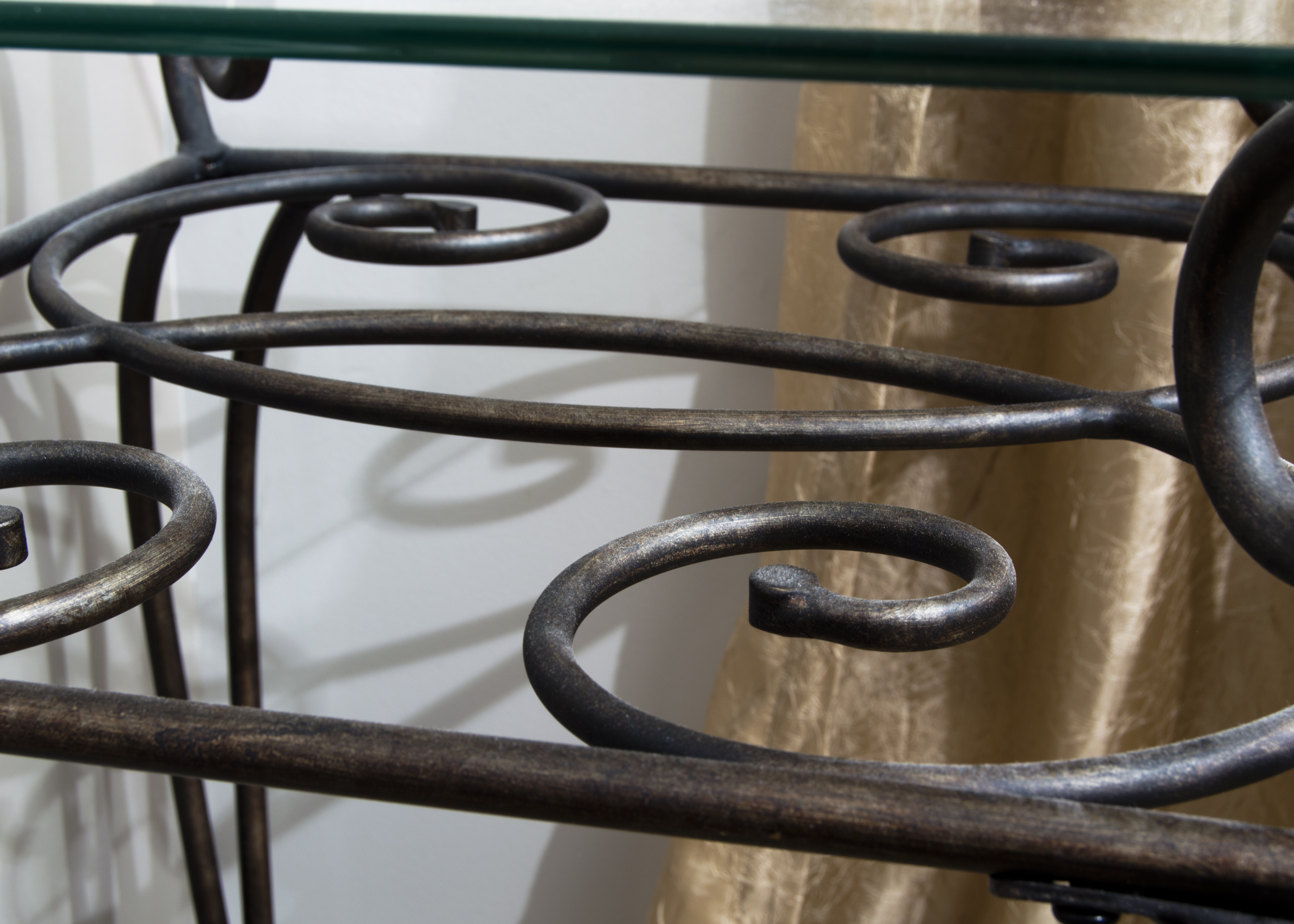 Wrought Iron Glass Top End Table