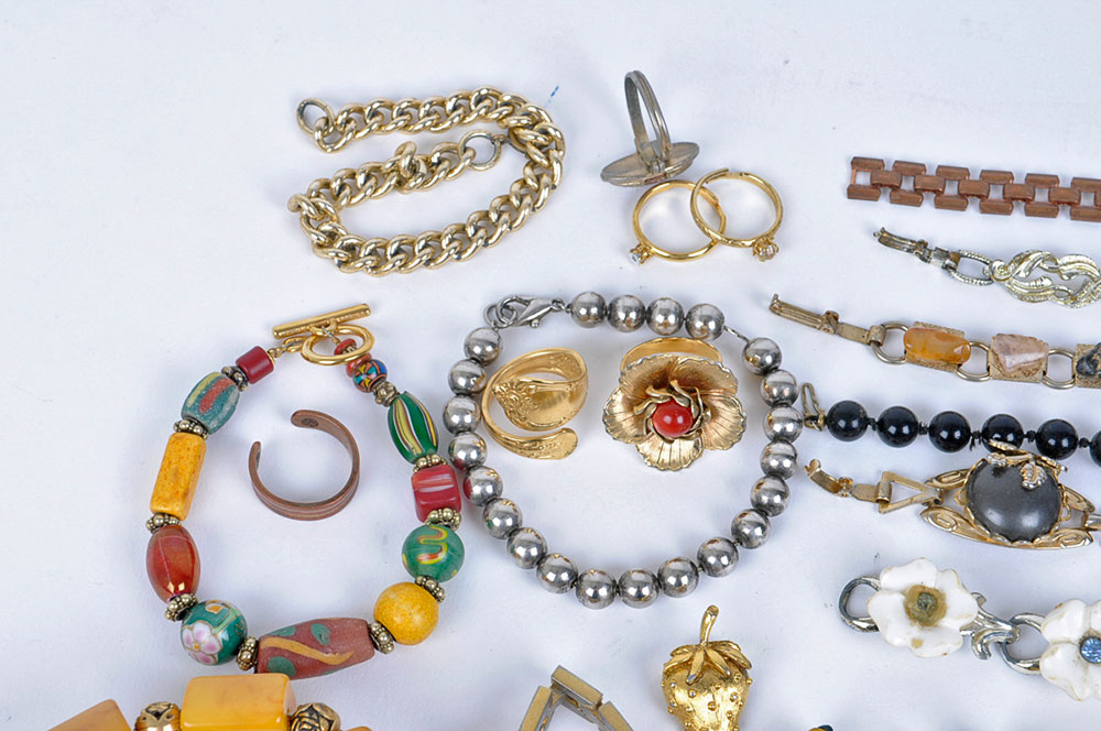 Costume Metal and Multicolored Bracelets and Rings