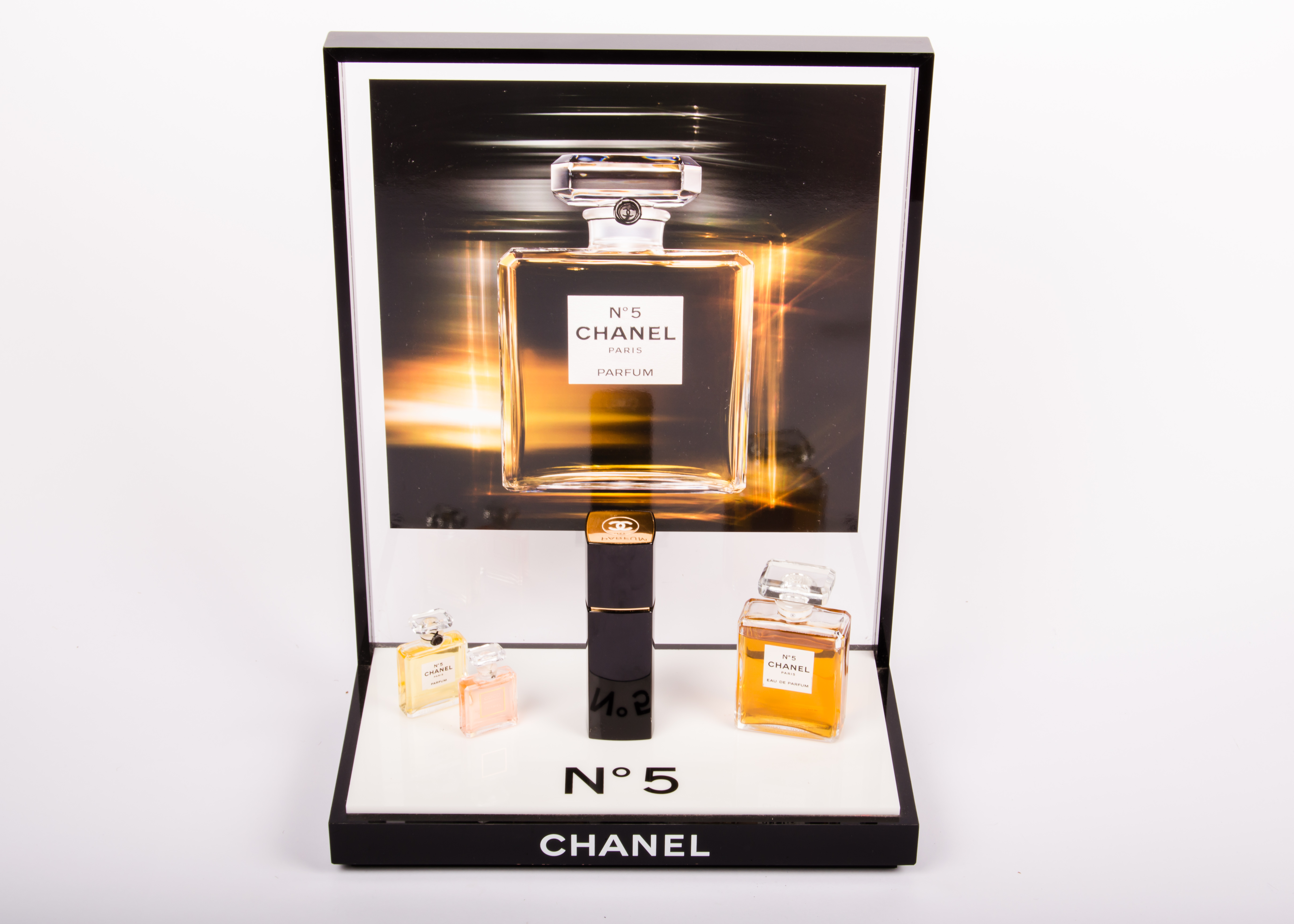 Chanel No. 5 Perfume Display with Prop Bottles