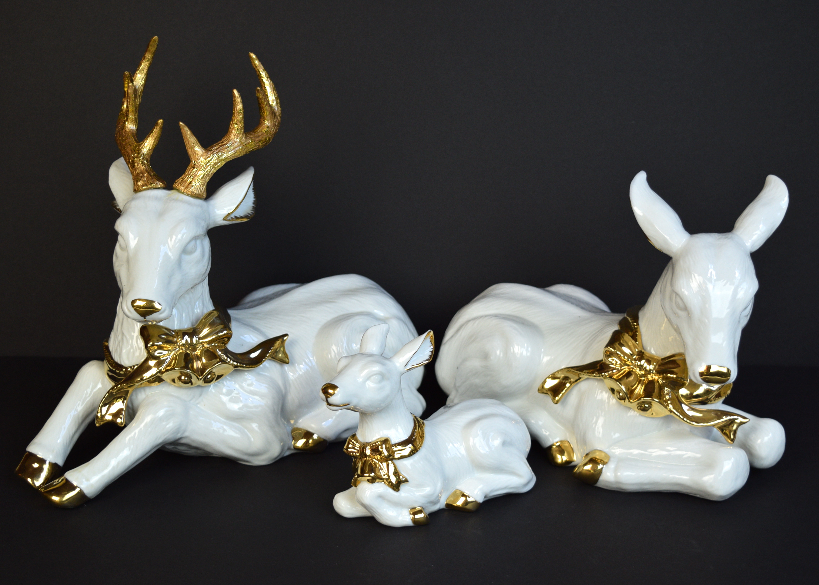 Hand-Painted Ceramic Deer Figurines