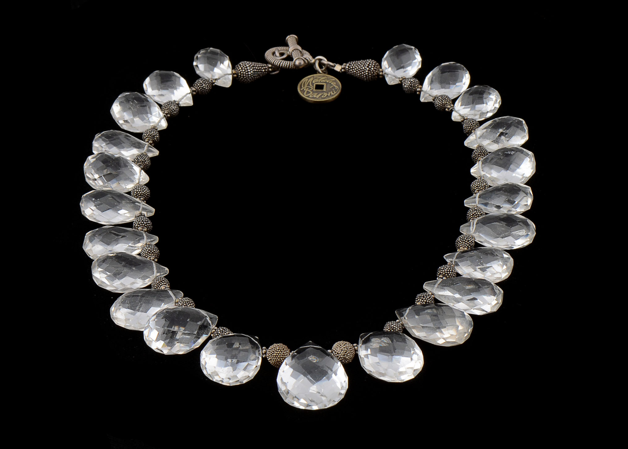 Natalie Baroni Designer Sterling and Clear Quartz Prism Necklace