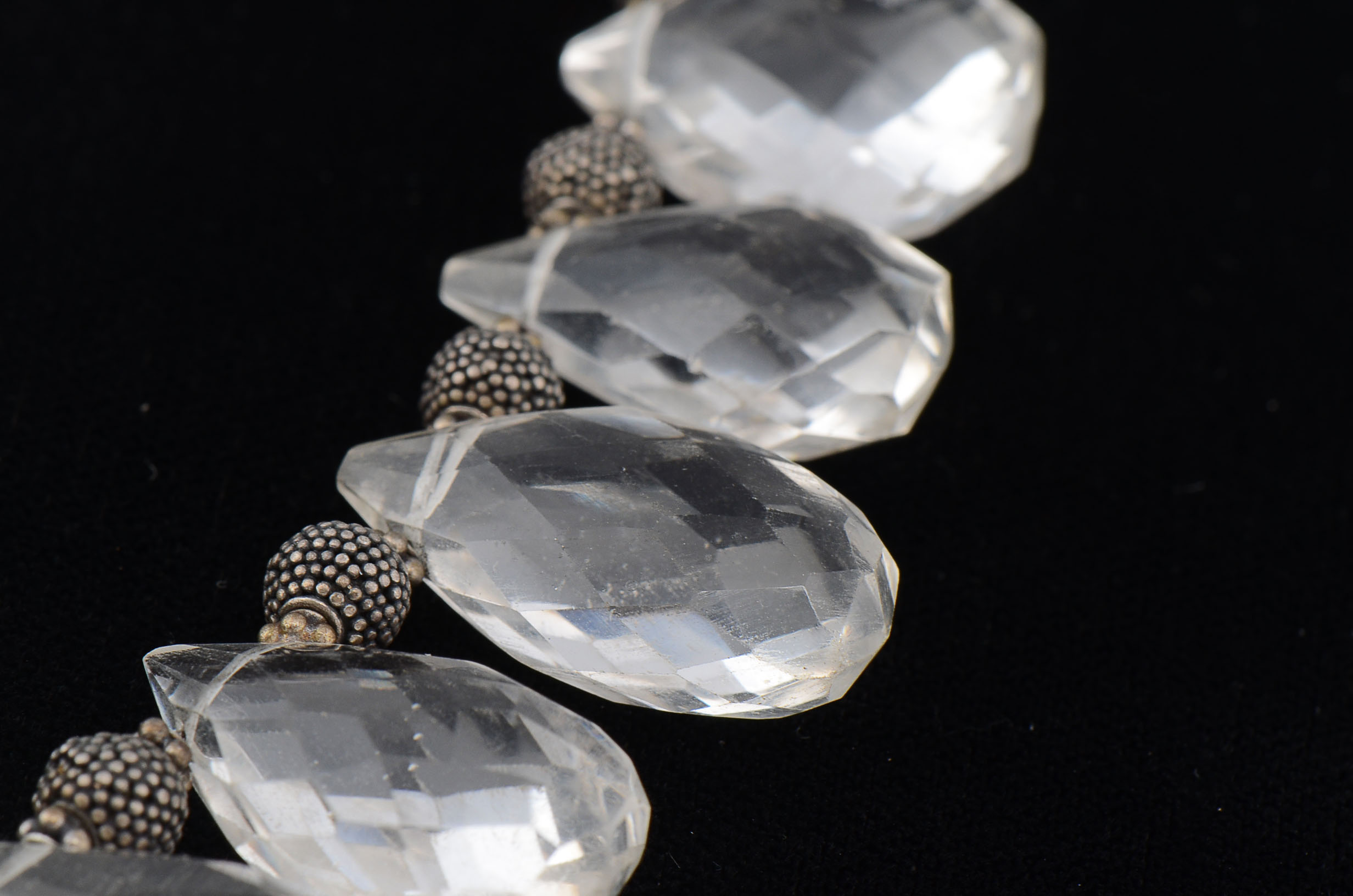 Natalie Baroni Designer Sterling and Clear Quartz Prism Necklace