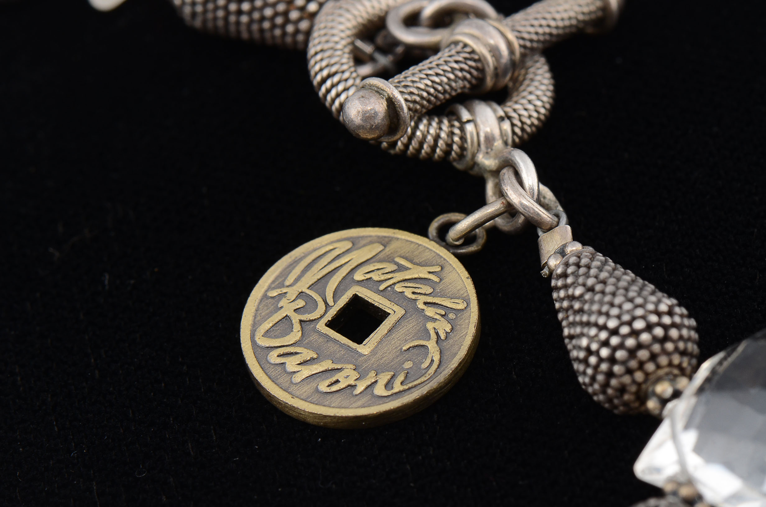 Natalie Baroni Designer Sterling and Clear Quartz Prism Necklace