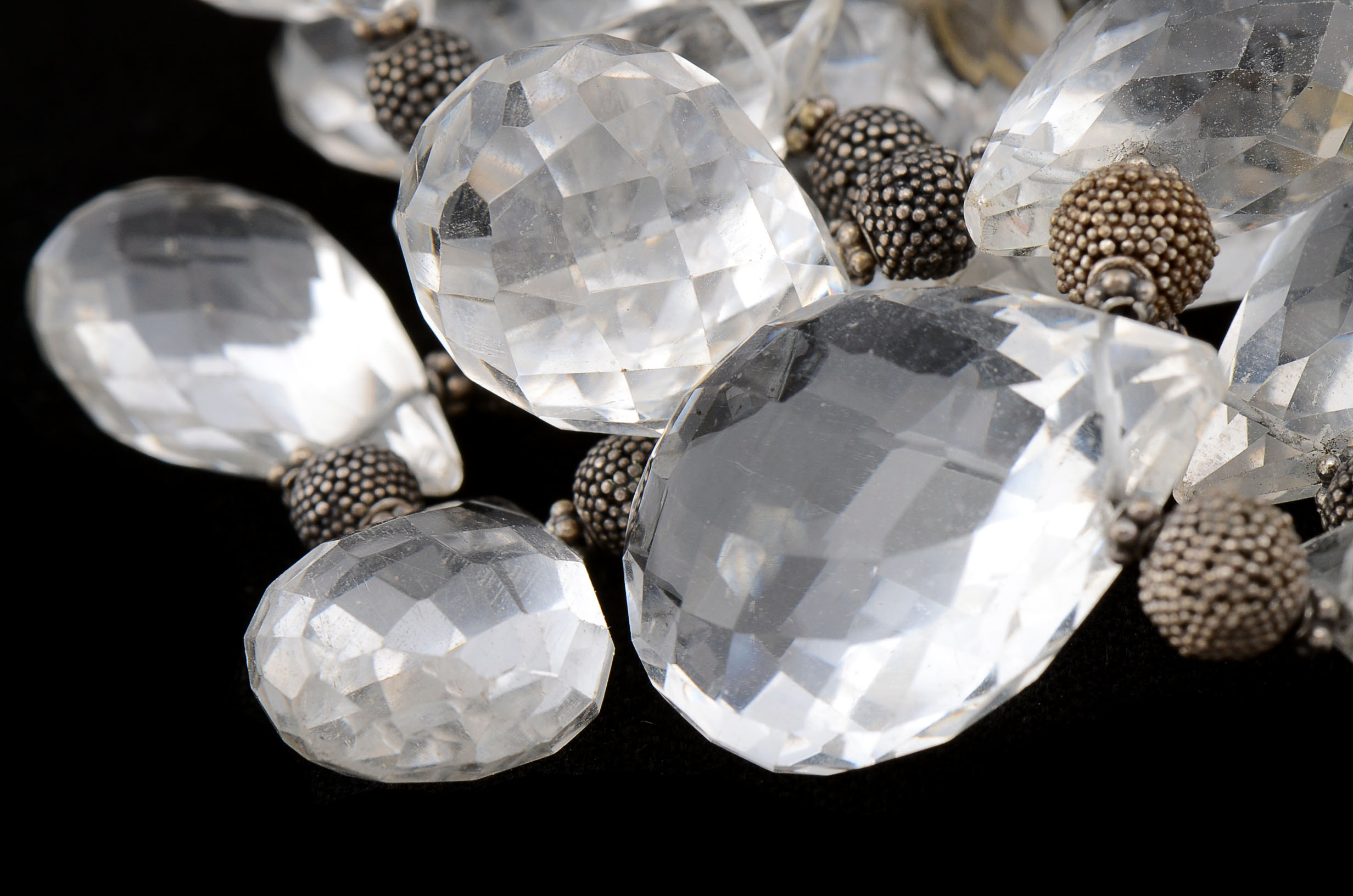 Natalie Baroni Designer Sterling and Clear Quartz Prism Necklace