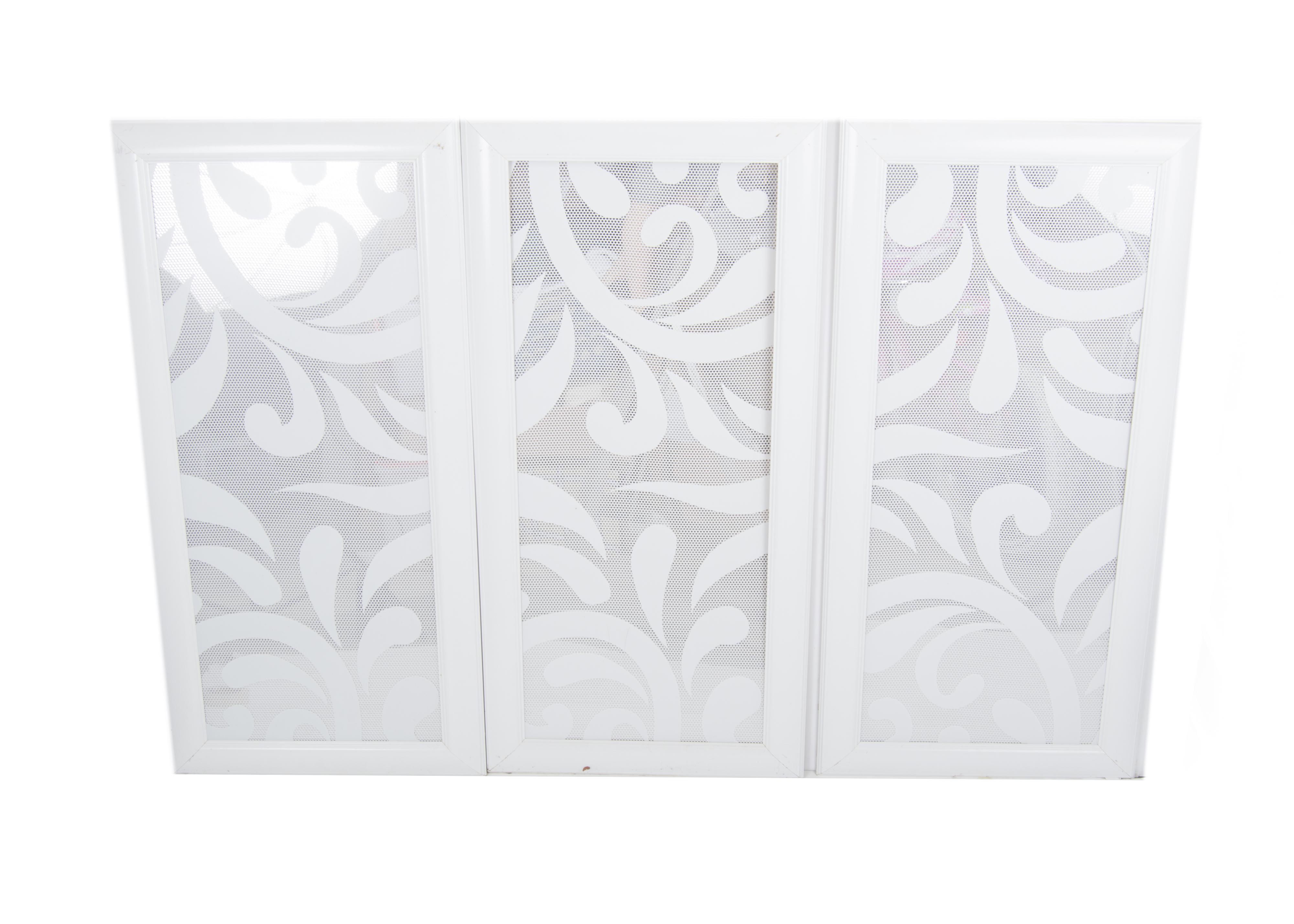 Three Modern White Printed Mirror Wall Panels