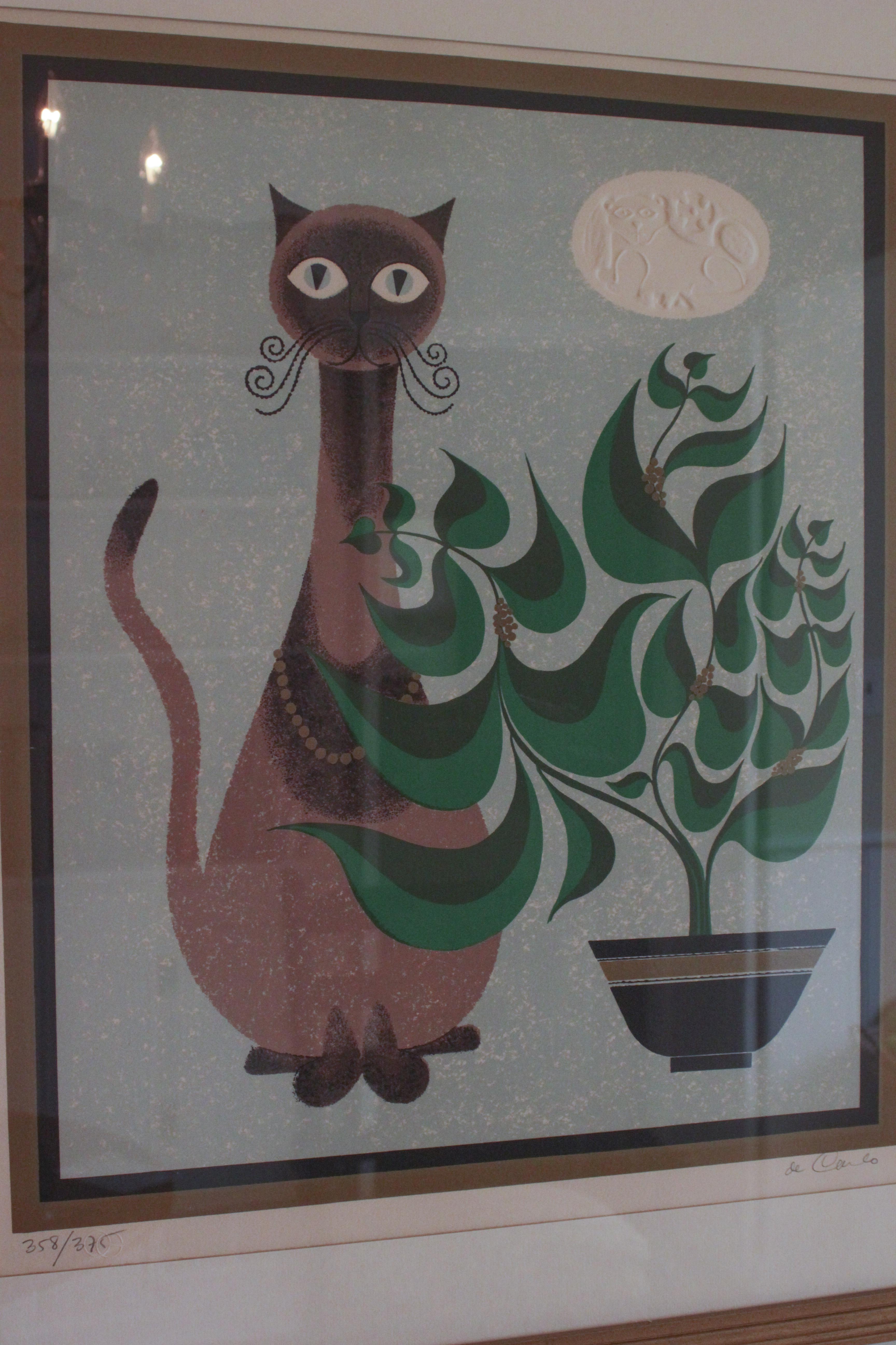 Limited Edition Cat Lithograph By Keith Llewellyn De Carlo