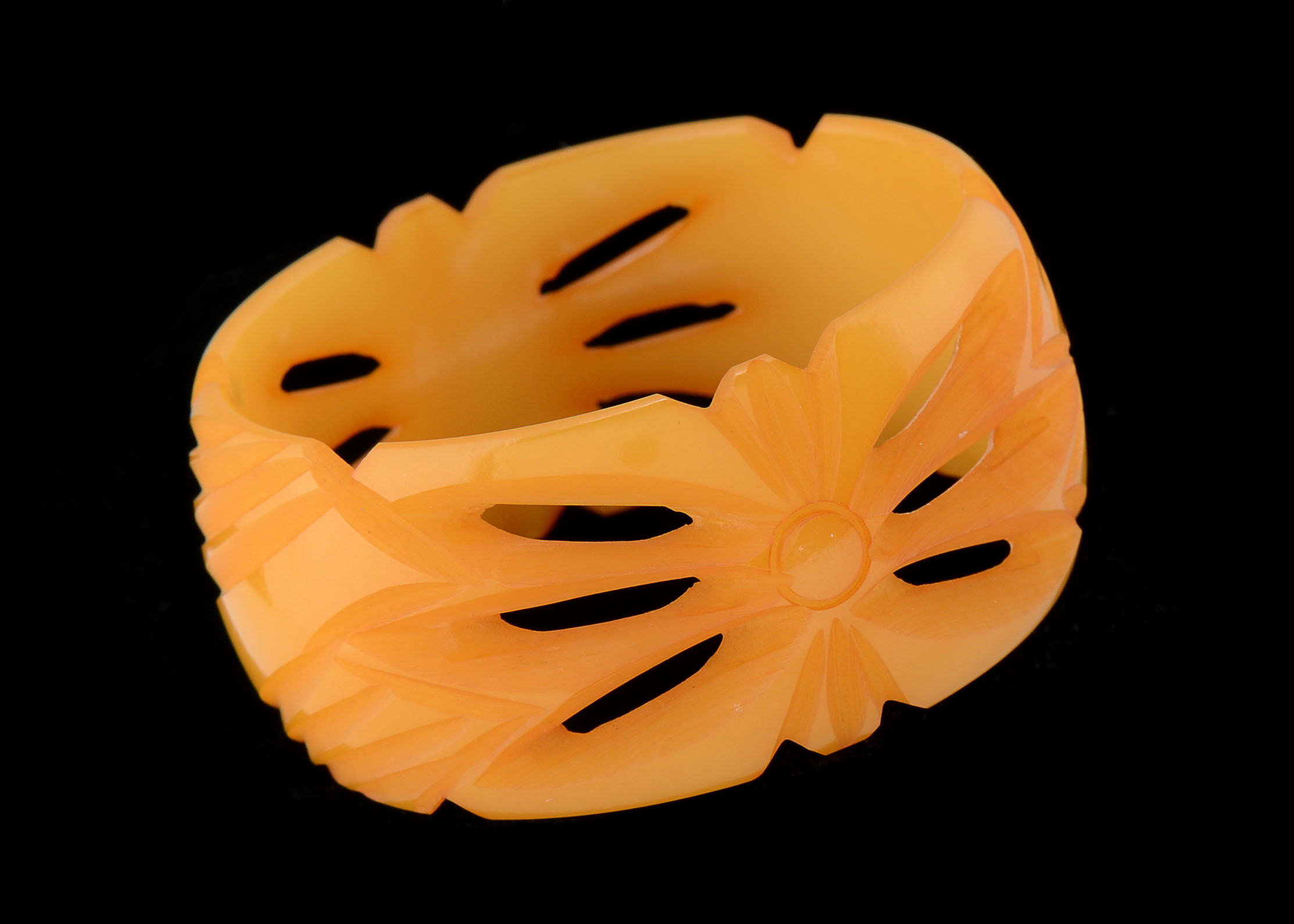 Vintage Carved Bakelite Wide Bangle