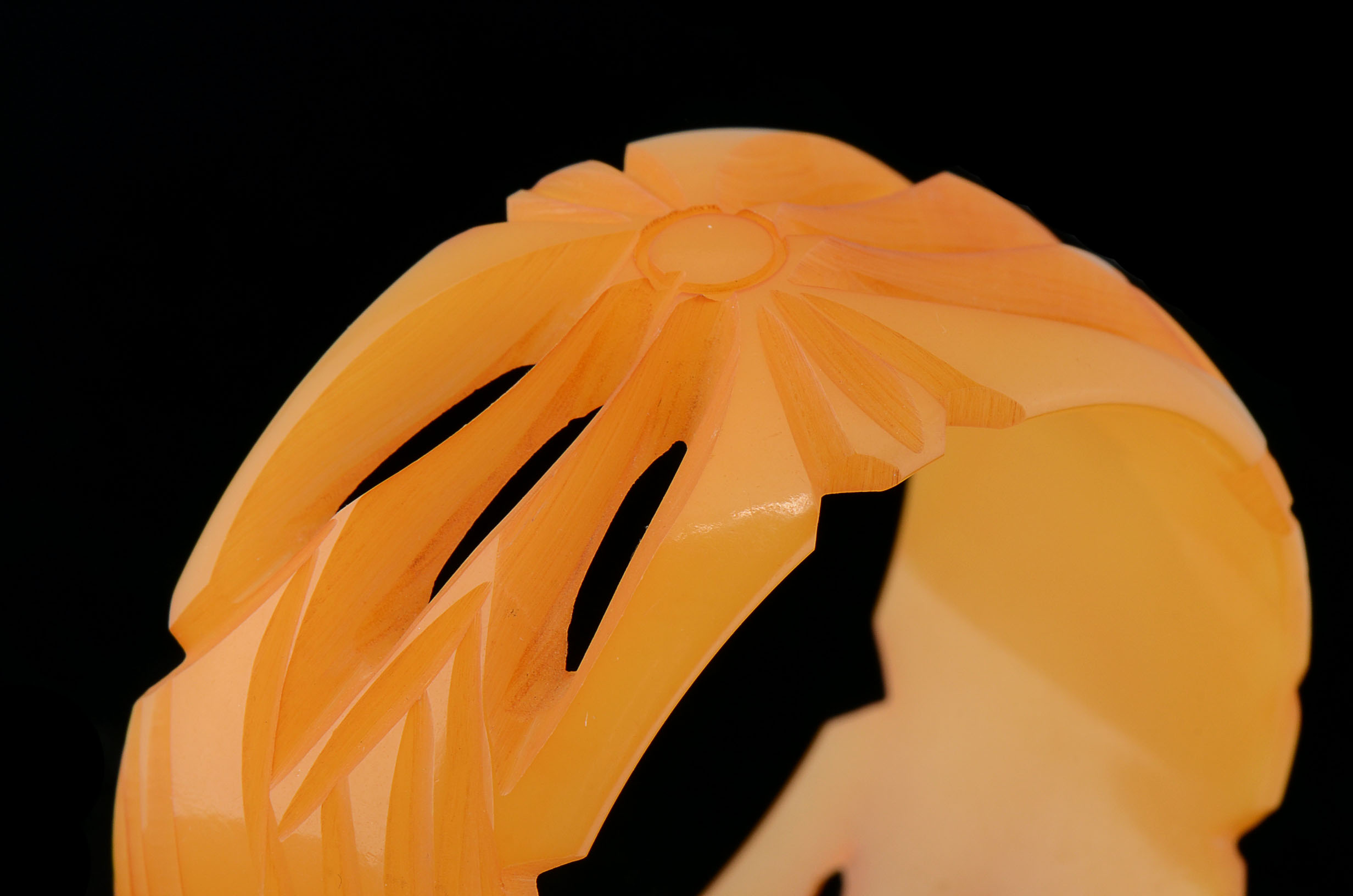 Vintage Carved Bakelite Wide Bangle