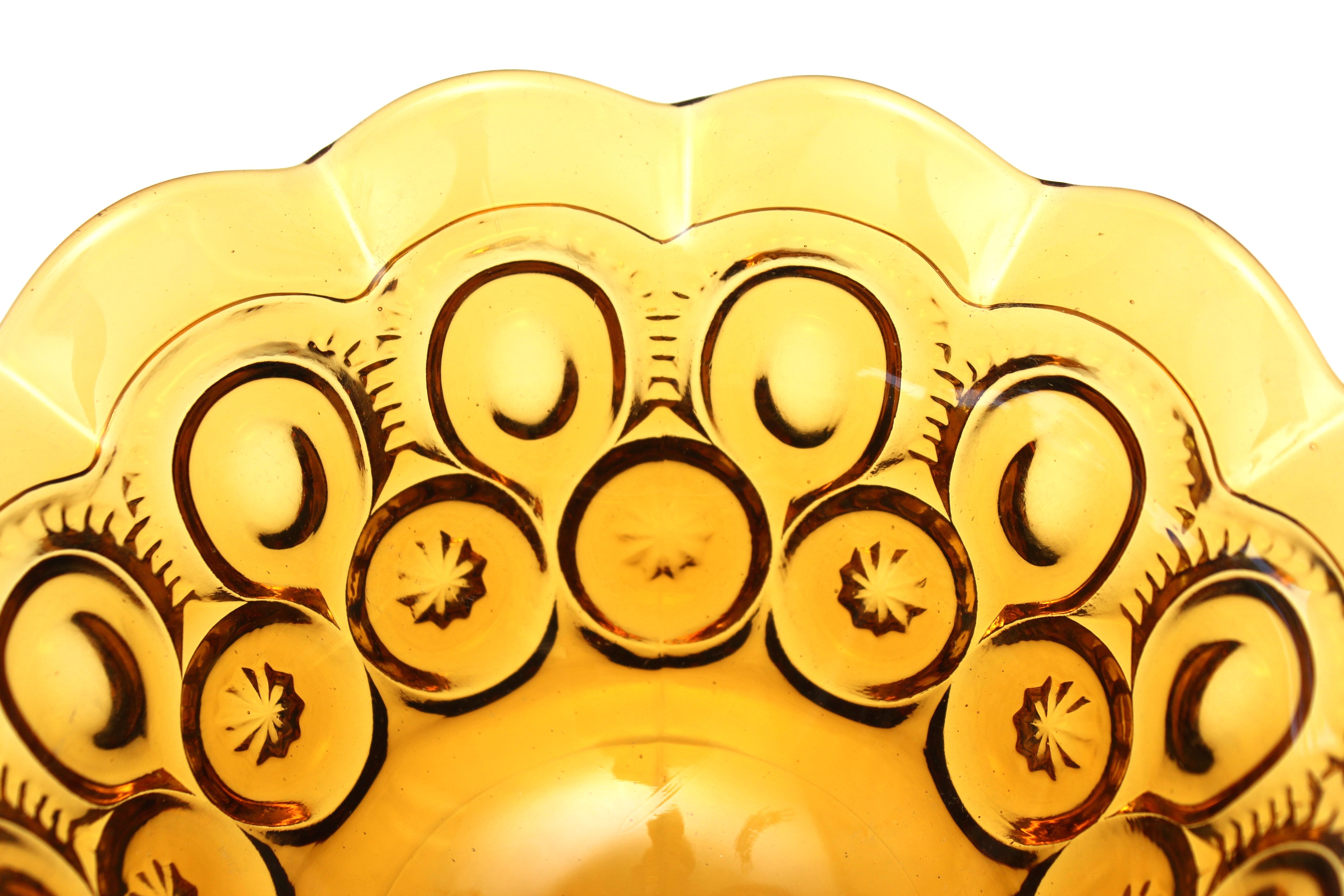 Vintage Amber "Moon and Stars" Footed Compote by L.E. Smith