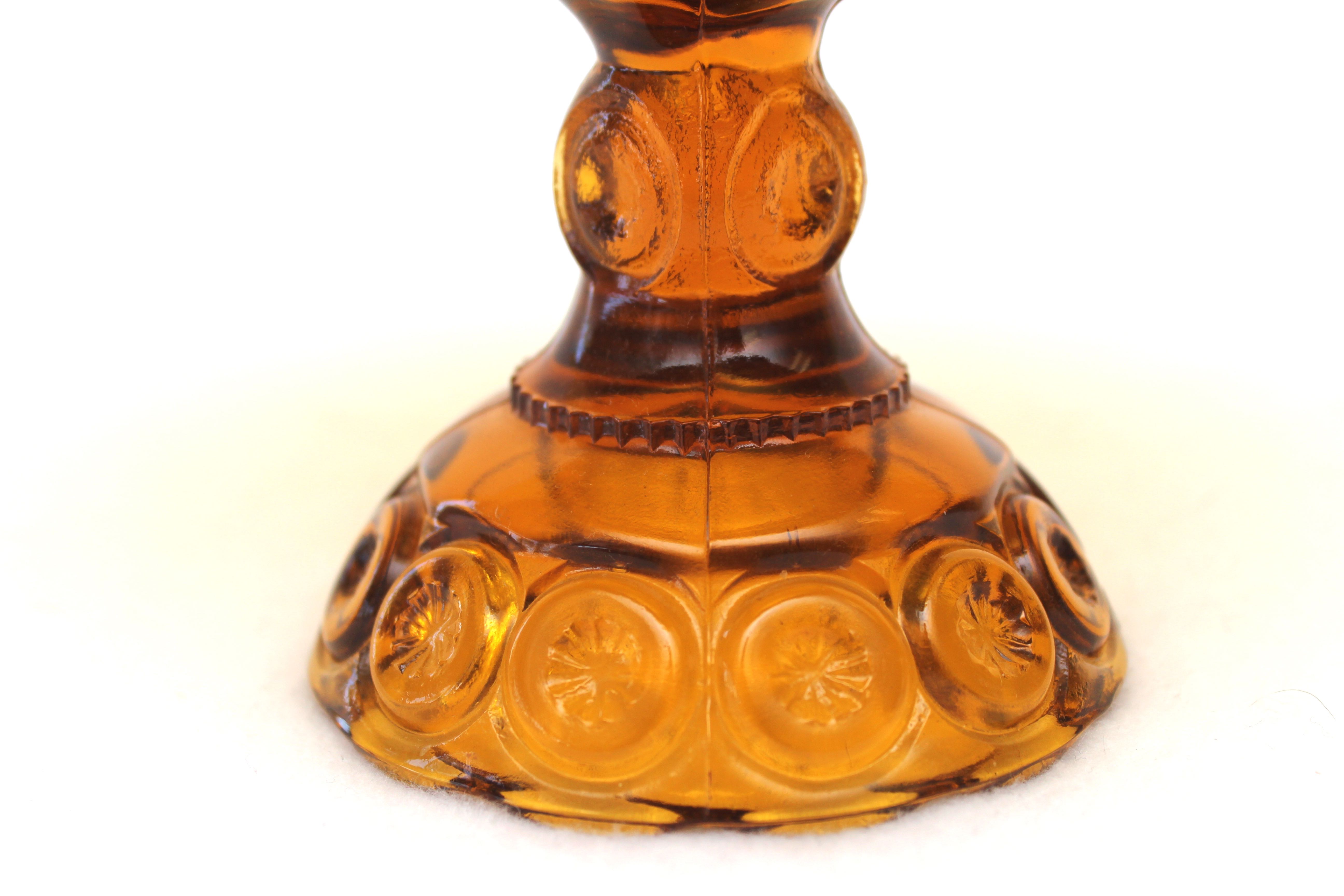 Vintage Amber "Moon and Stars" Footed Compote by L.E. Smith