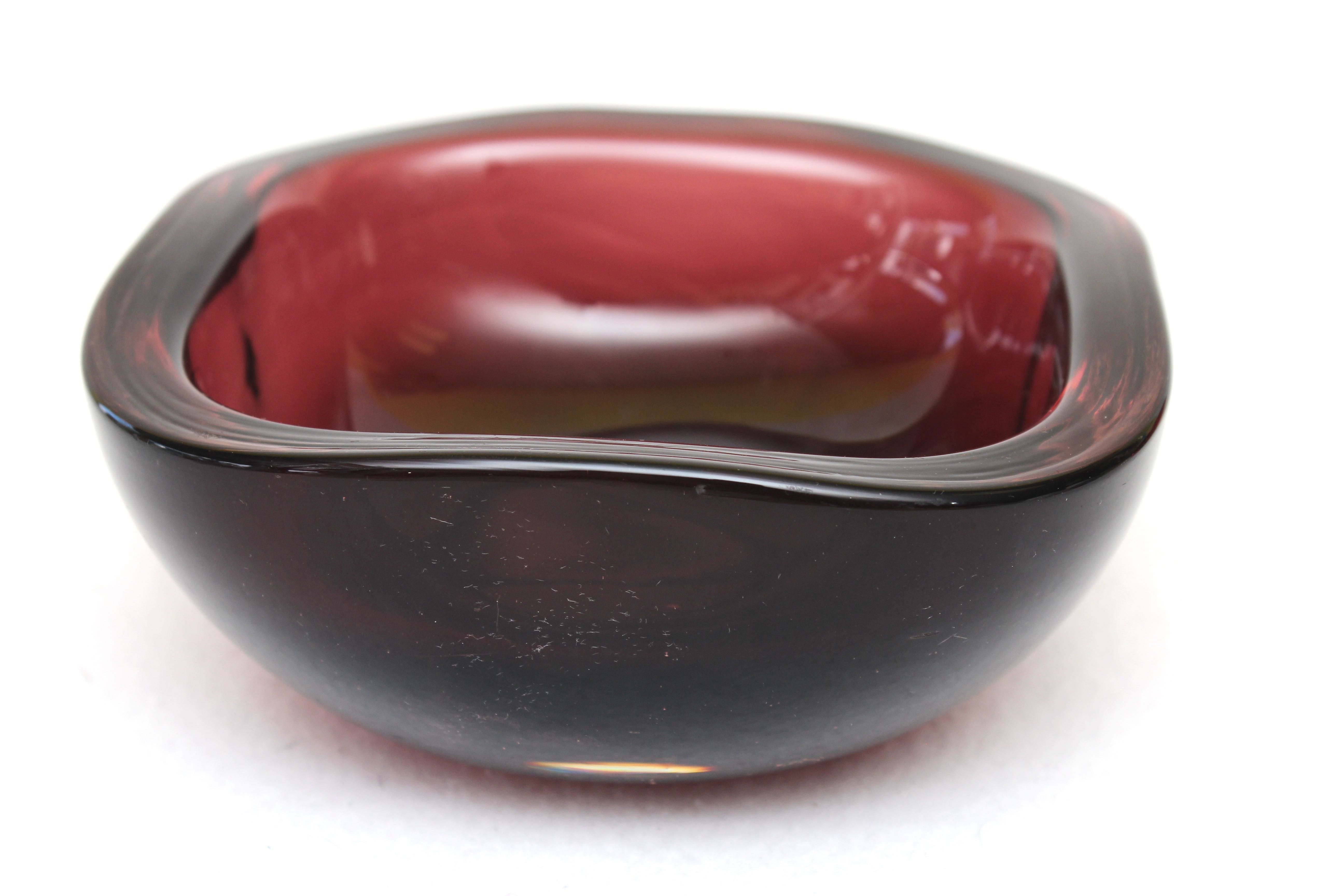 Vintage Ruby Red Art Glass Bowl with a Studio Glass Bowl