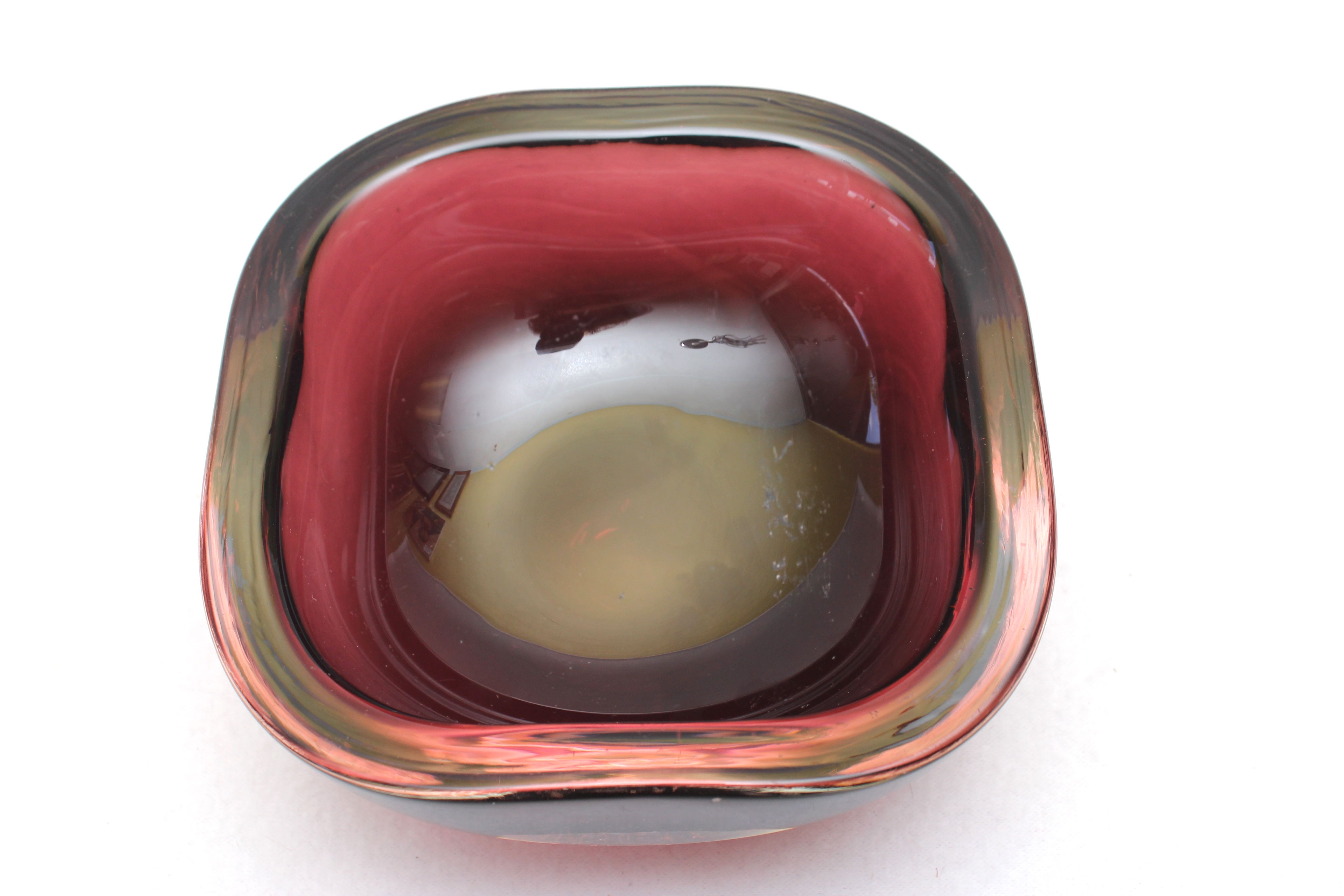 Vintage Ruby Red Art Glass Bowl with a Studio Glass Bowl