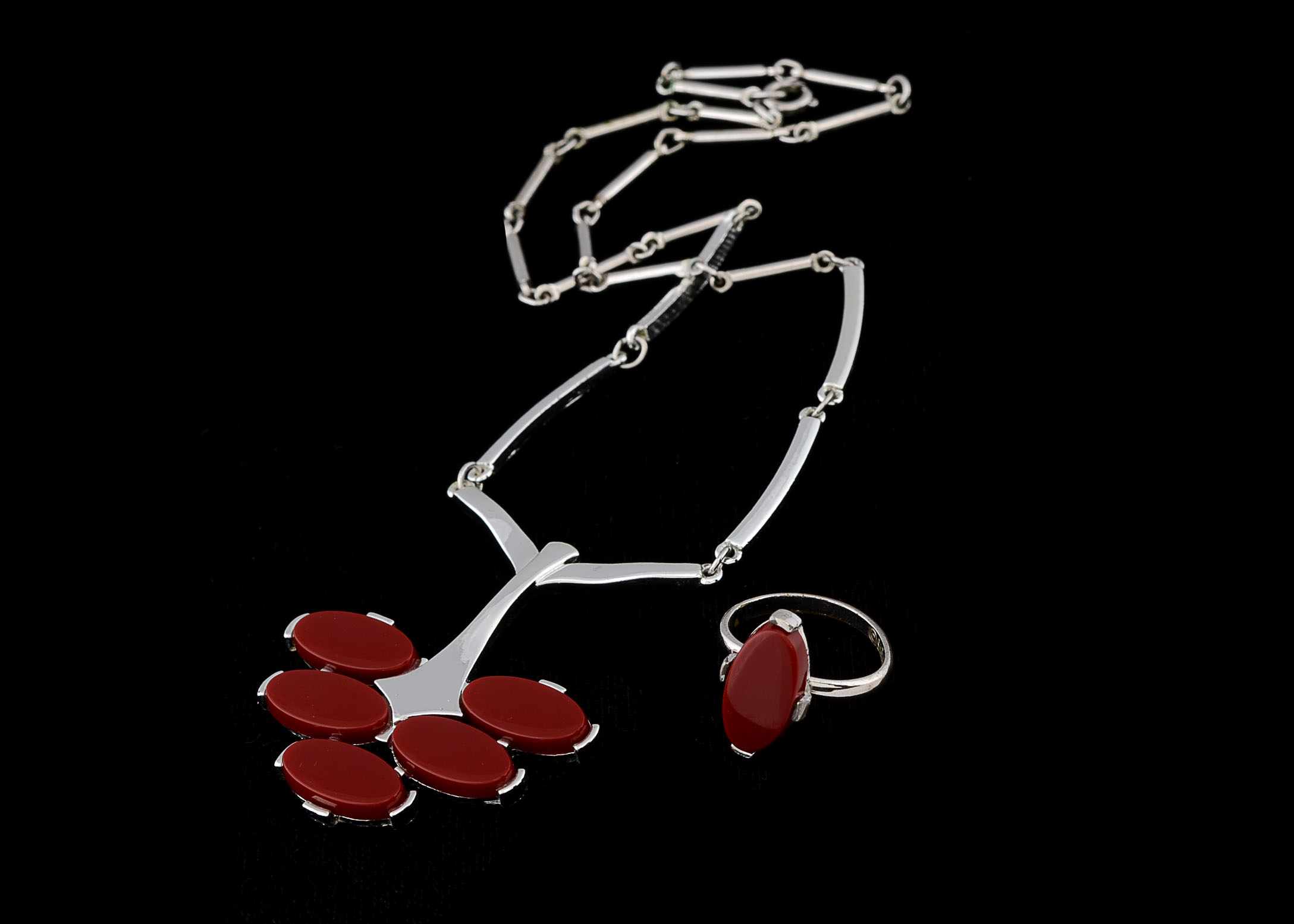 1960s Vintage Sarah Coventry Modernist Necklace and Ring