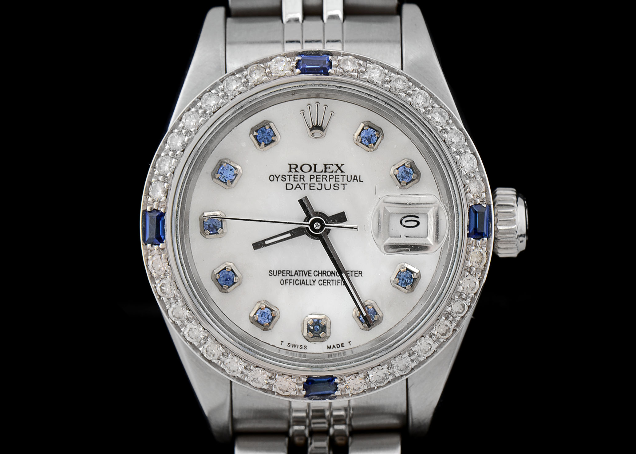 Women's Rolex Diamond and Synthetic Blue Sapphire Watch