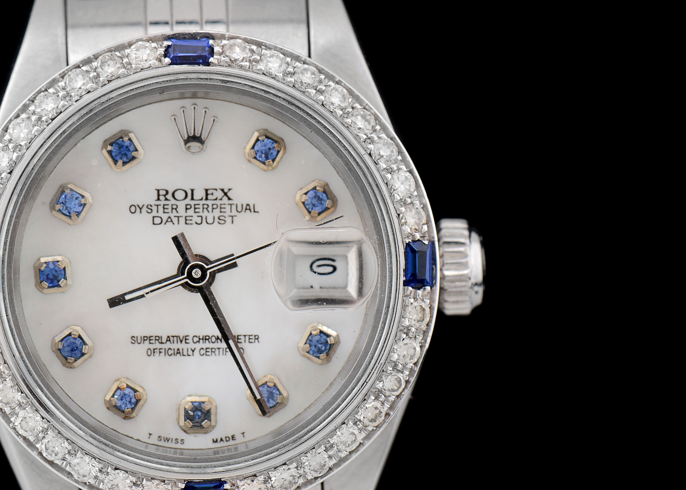 Women's Rolex Diamond and Synthetic Blue Sapphire Watch