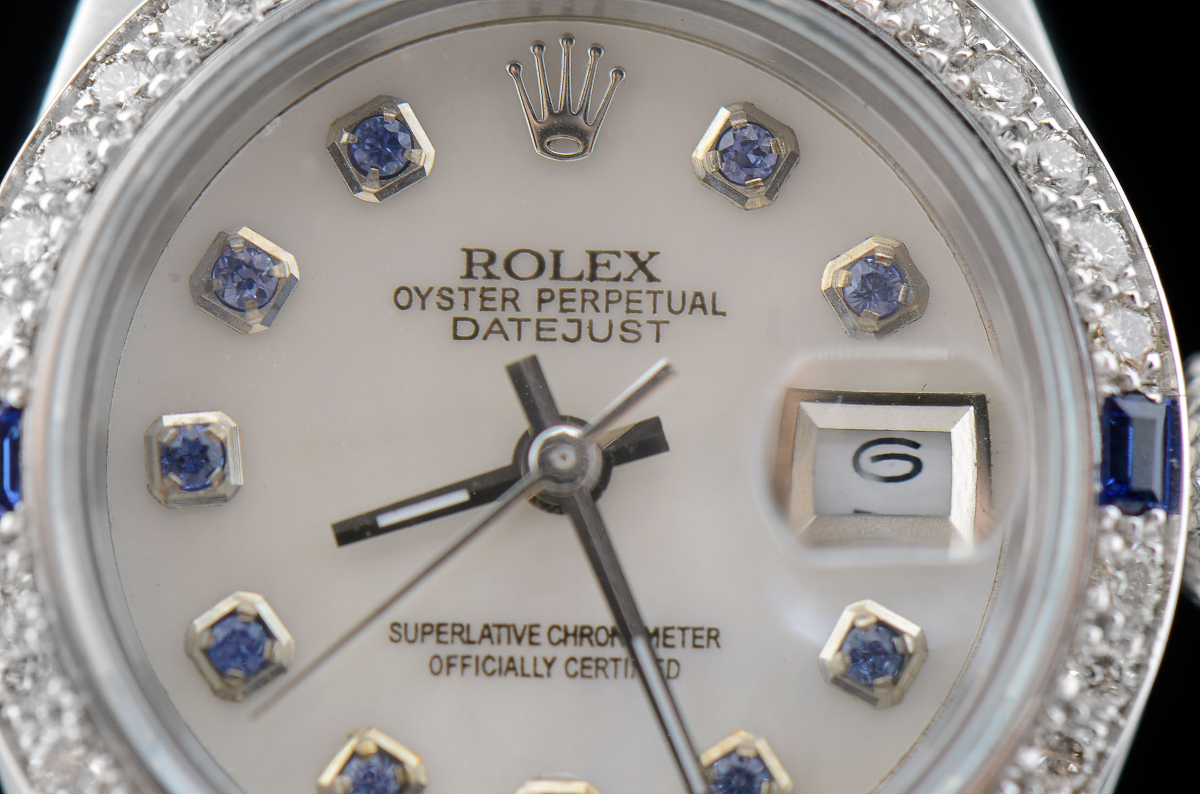 Women's Rolex Diamond and Synthetic Blue Sapphire Watch