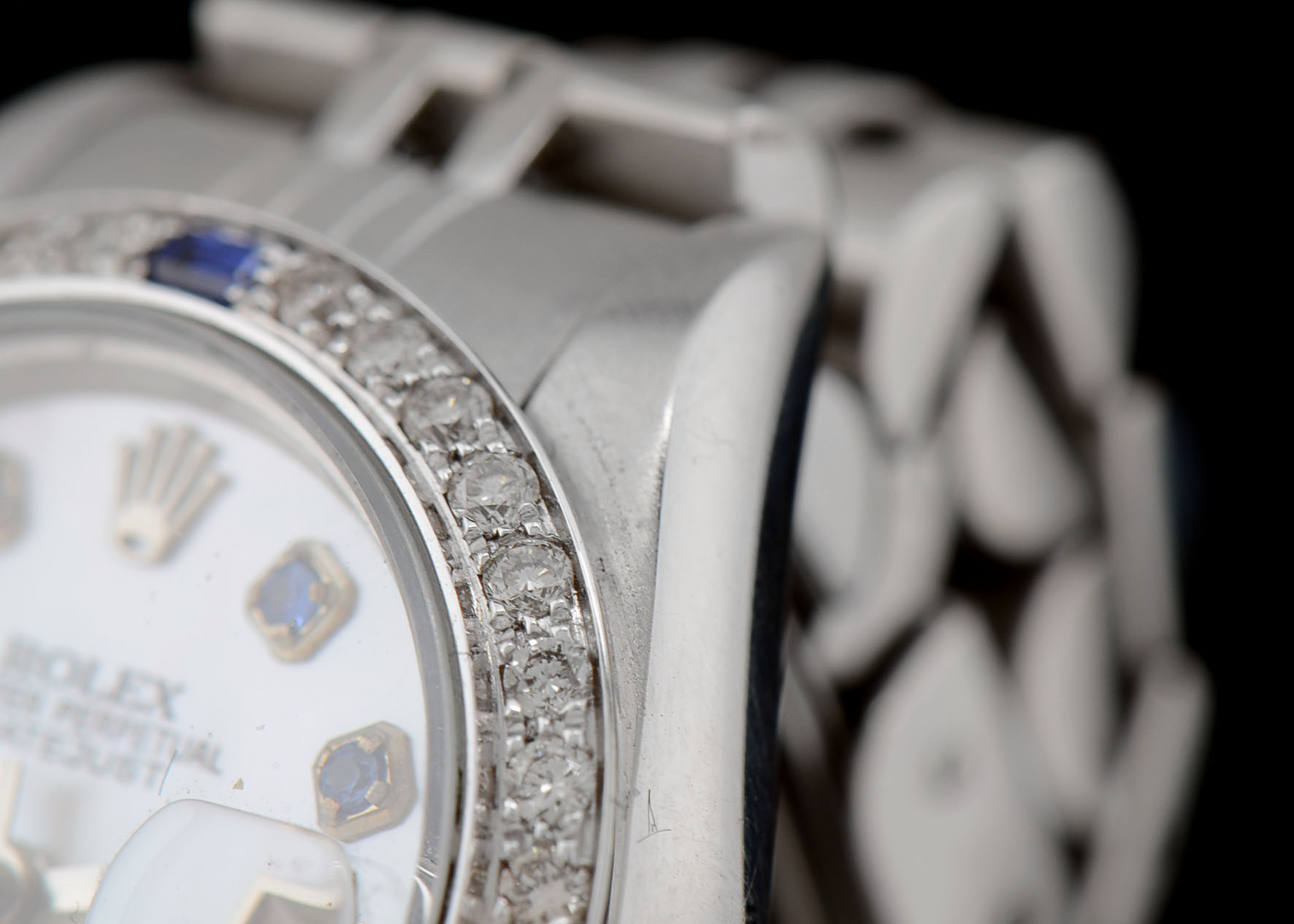 Women's Rolex Diamond and Synthetic Blue Sapphire Watch