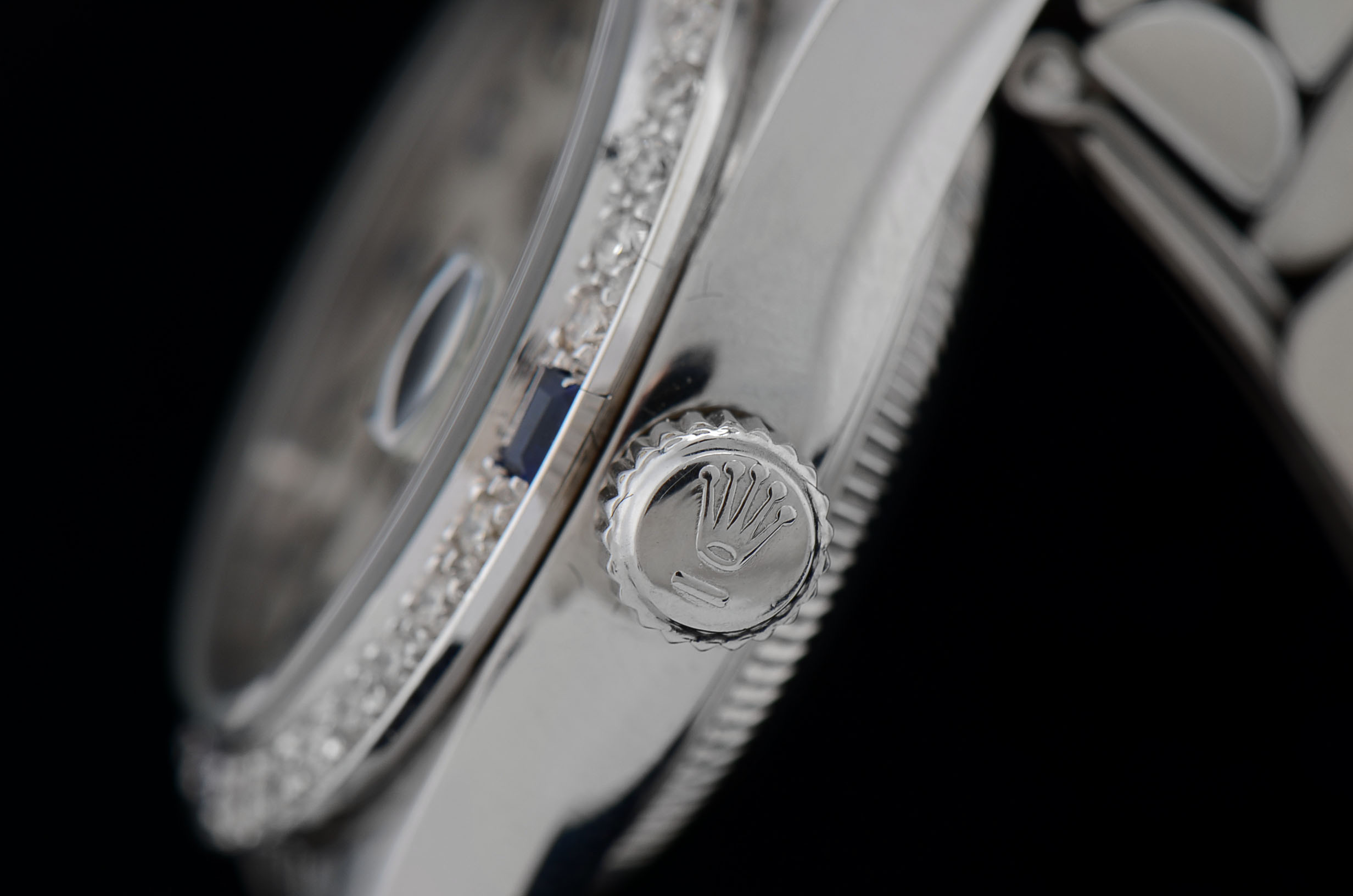 Women's Rolex Diamond and Synthetic Blue Sapphire Watch