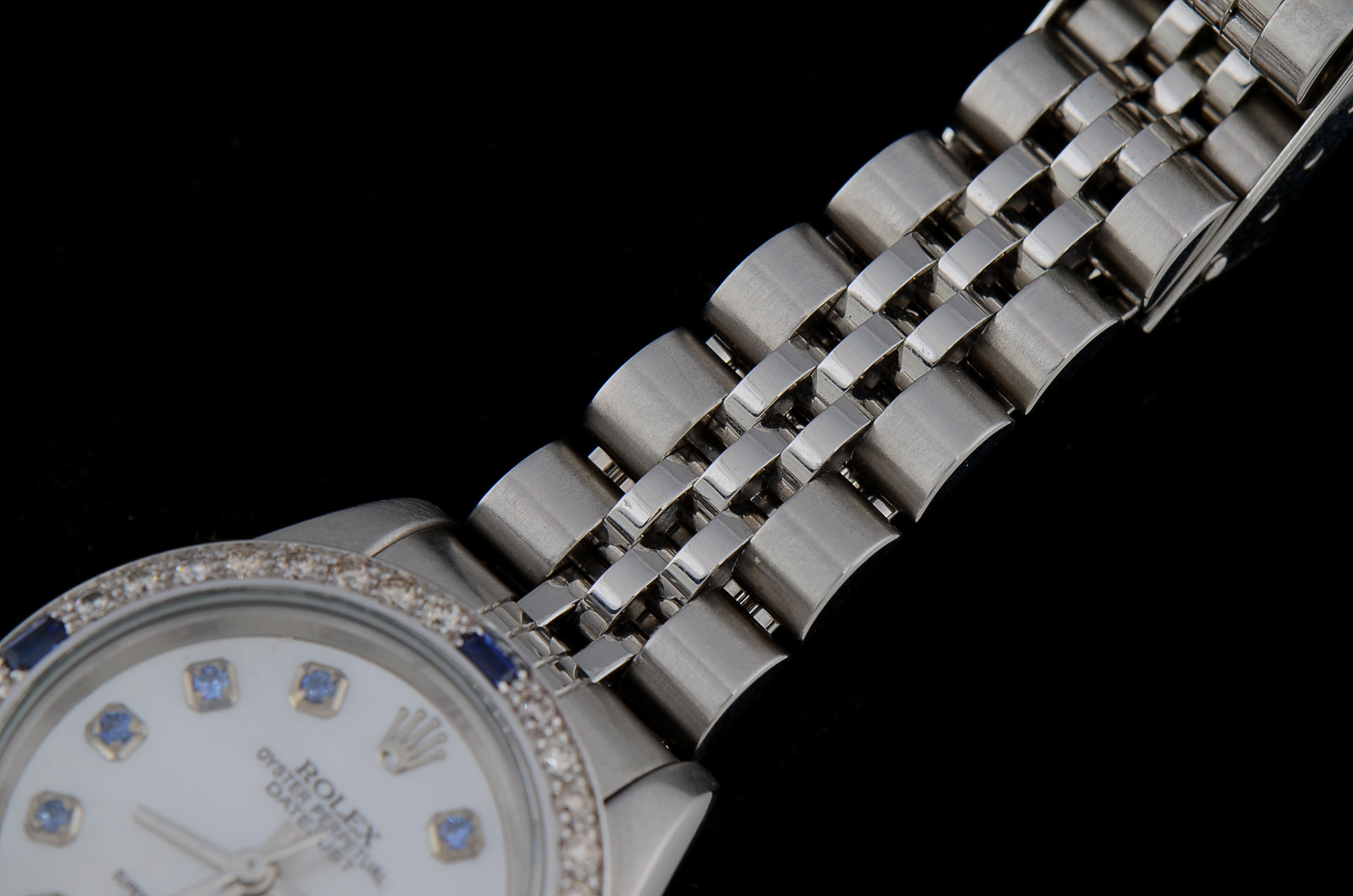 Women's Rolex Diamond and Synthetic Blue Sapphire Watch