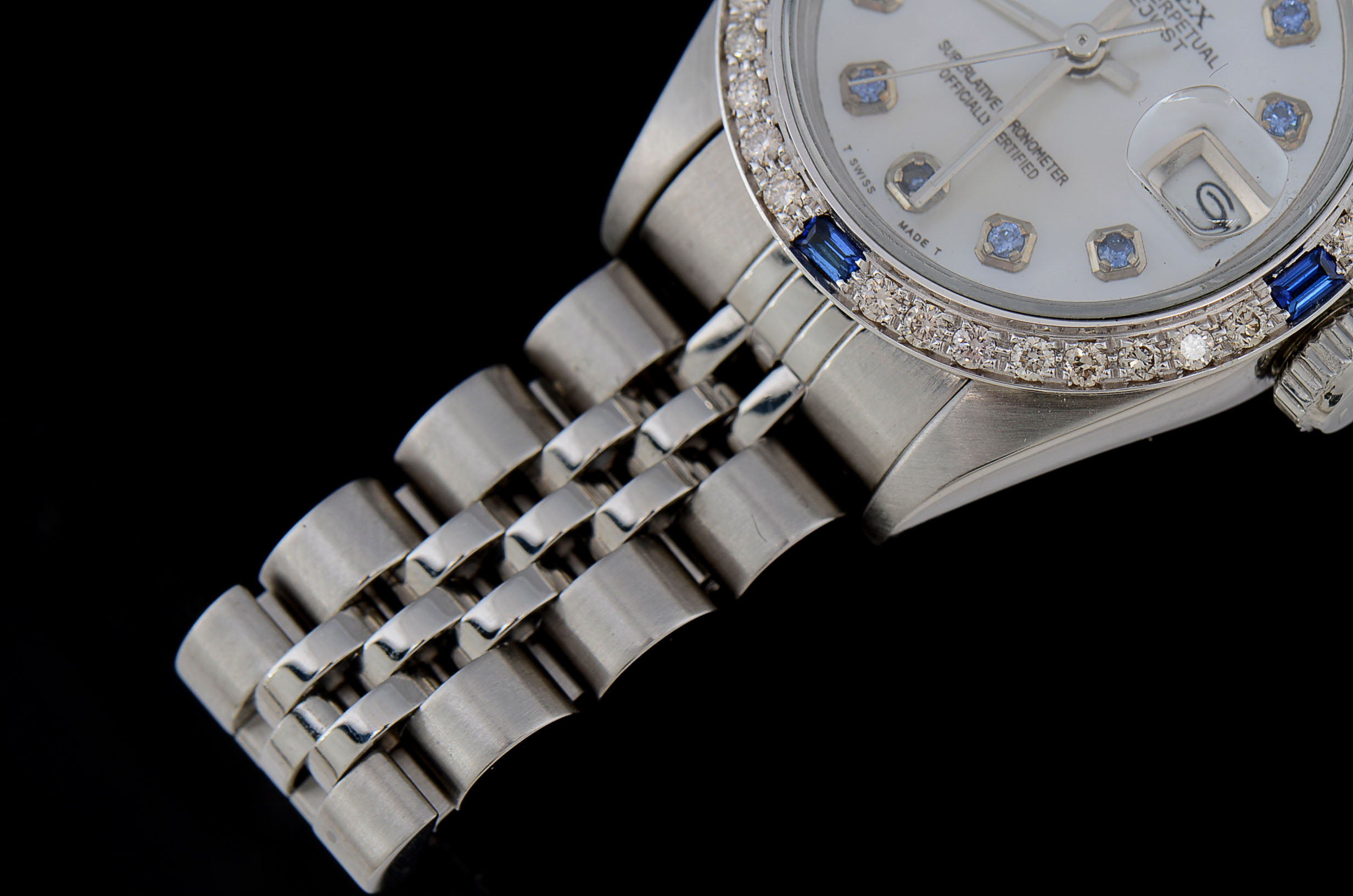 Women's Rolex Diamond and Synthetic Blue Sapphire Watch
