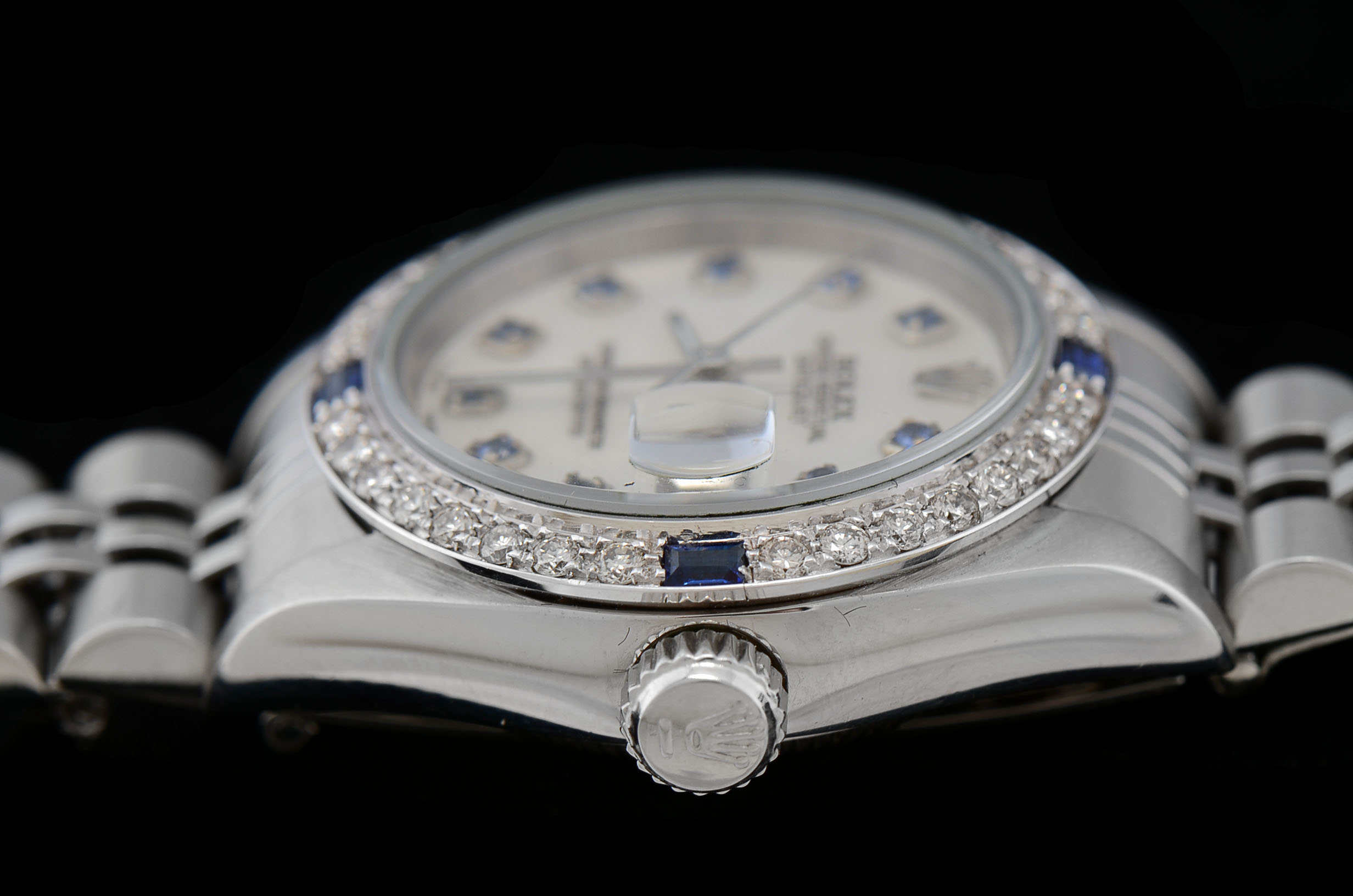 Women's Rolex Diamond and Synthetic Blue Sapphire Watch