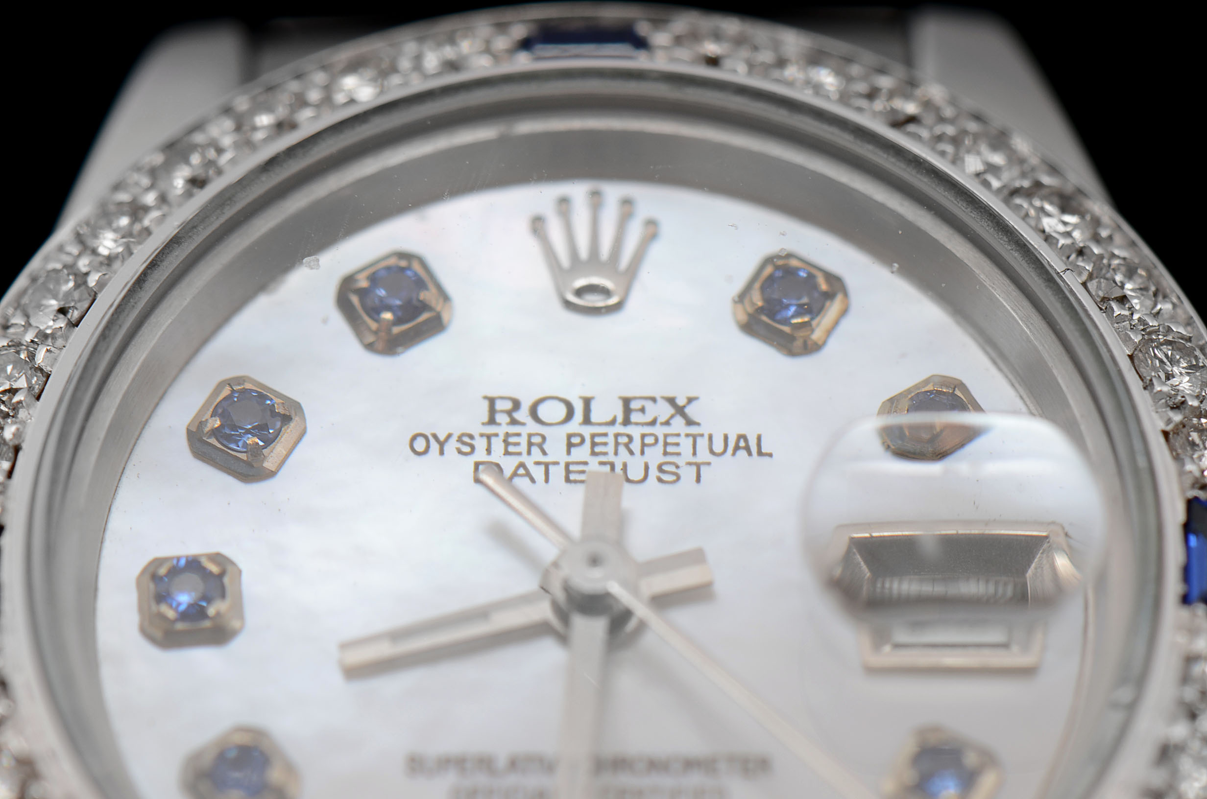 Women's Rolex Diamond and Synthetic Blue Sapphire Watch
