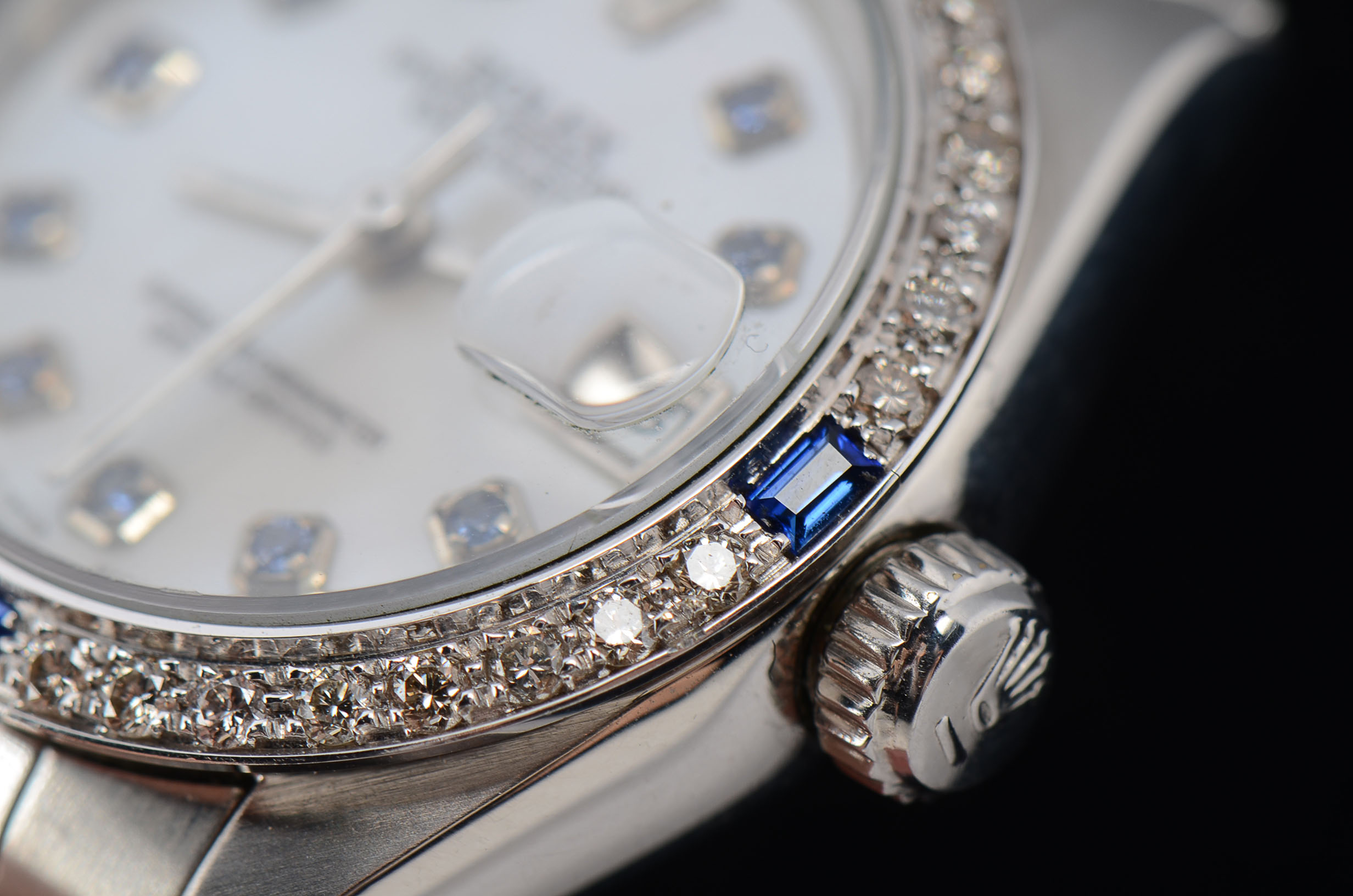 Women's Rolex Diamond and Synthetic Blue Sapphire Watch