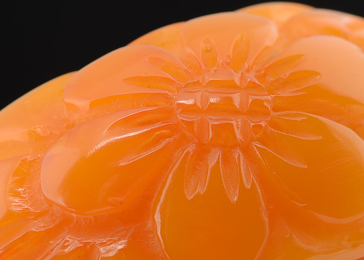 Vintage Carved Lucite Wide Bangle in Floral Design