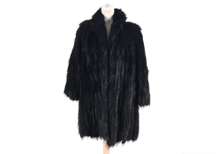 1950s Vintage Black Bear Fur Coat